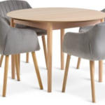 JYSK JYSK MARSTRAND Ø110 stejar + 4 ADSLEV catifea gri