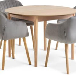 JYSK MARSTRAND Ø110 stejar + 4 ADSLEV catifea gri