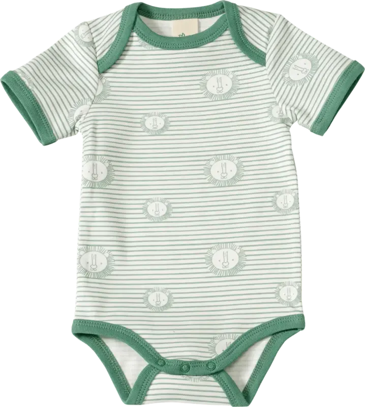 ALANA Body Kurzarm mit Löwen-Muster, grün, Gr. 86/92