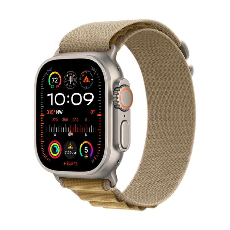 Смарт часовник APPLE WATCH ULTRA 2 CELL NATURAL TITANIUM TAN ALPINE LOOP MEDIUM MX4F3 49 MM, GPS, WLAN, ПУЛСОМЕР, SPO2