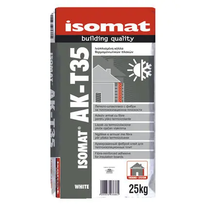 ЛЕПИЛО- ШПАКЛОВКА ЗА ТОПЛОИЗОЛАЦИЯ БЯЛА ISOMAT AK-T35