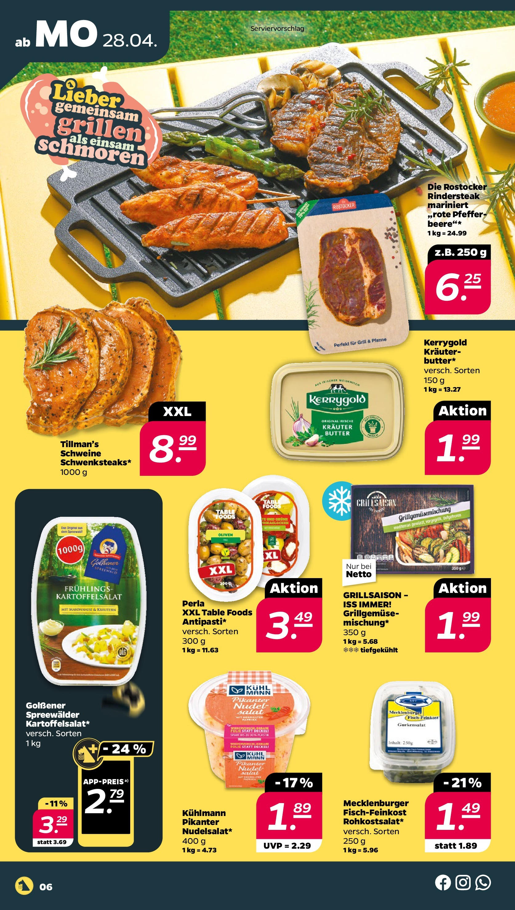 Netto - Netto APS : Wochenangebote ab 27.04.2025 → Angebote nächste Woche | Seite: 6 | Produkte: Grill, Pfeffer, Steak, Salat