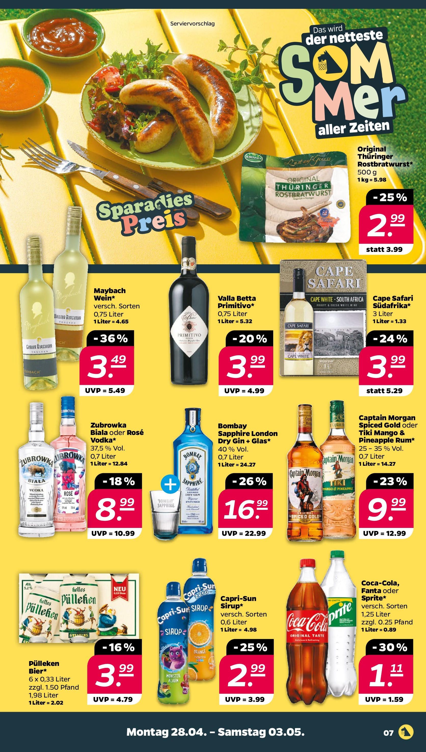 Netto - Netto APS : Wochenangebote ab 27.04.2025 → Angebote nächste Woche | Seite: 7 | Produkte: Coca cola, Mango, Vodka, Gin