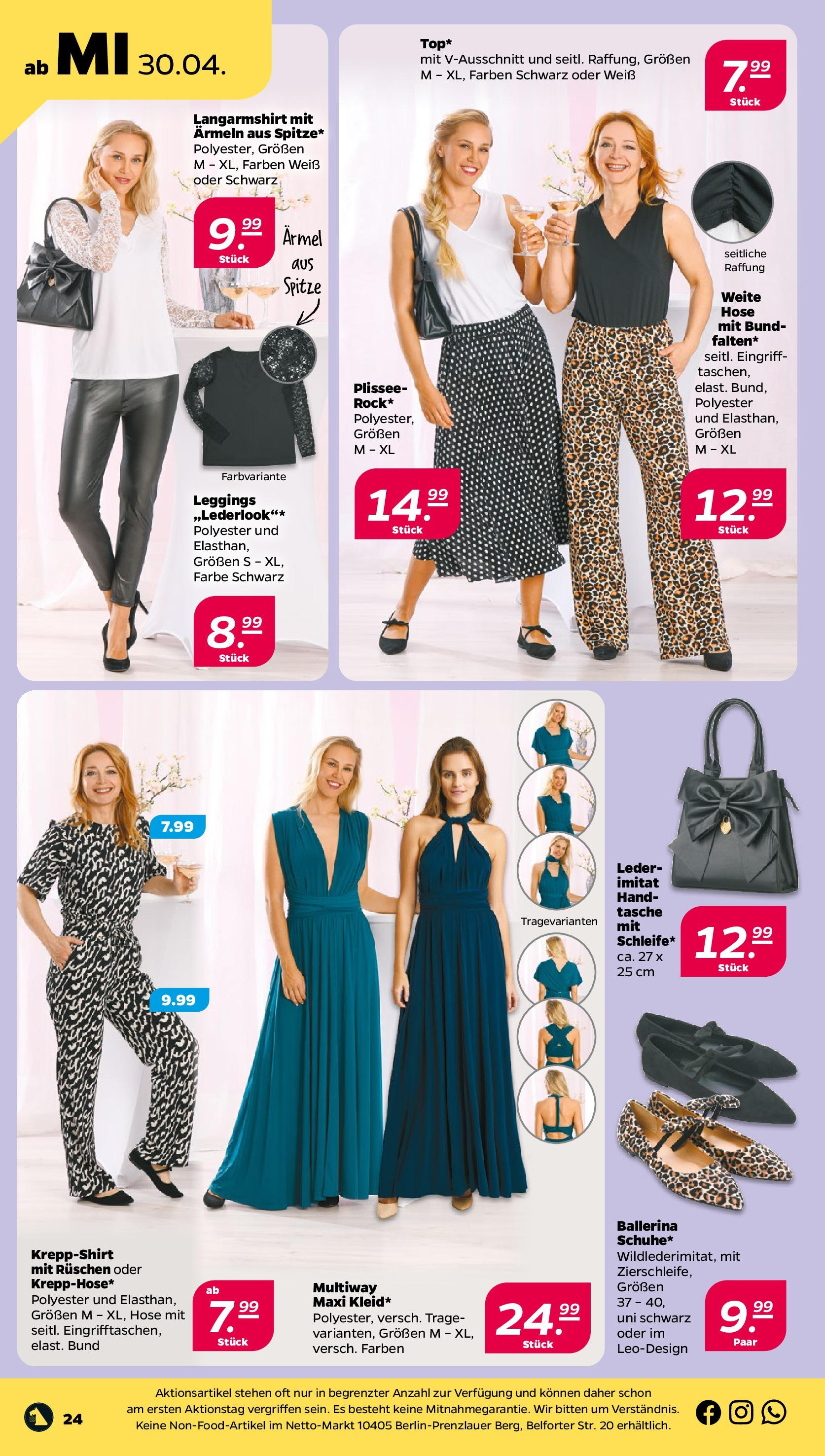 Netto - Netto APS : Wochenangebote ab 27.04.2025 → Angebote nächste Woche | Seite: 24 | Produkte: Tasche, Langarmshirt, Hose, Leggings