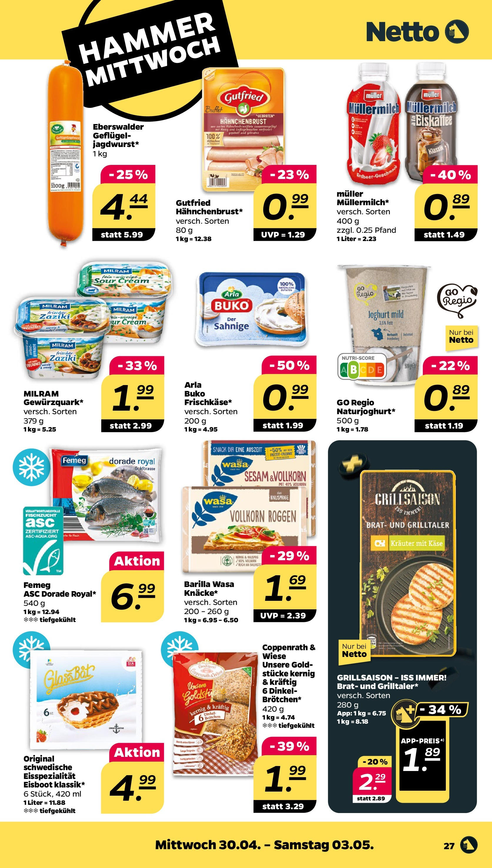 Netto - Netto APS : Wochenangebote ab 27.04.2025 → Angebote nächste Woche | Seite: 27 | Produkte: Joghurt, Milram, Arla buko, Müllermilch