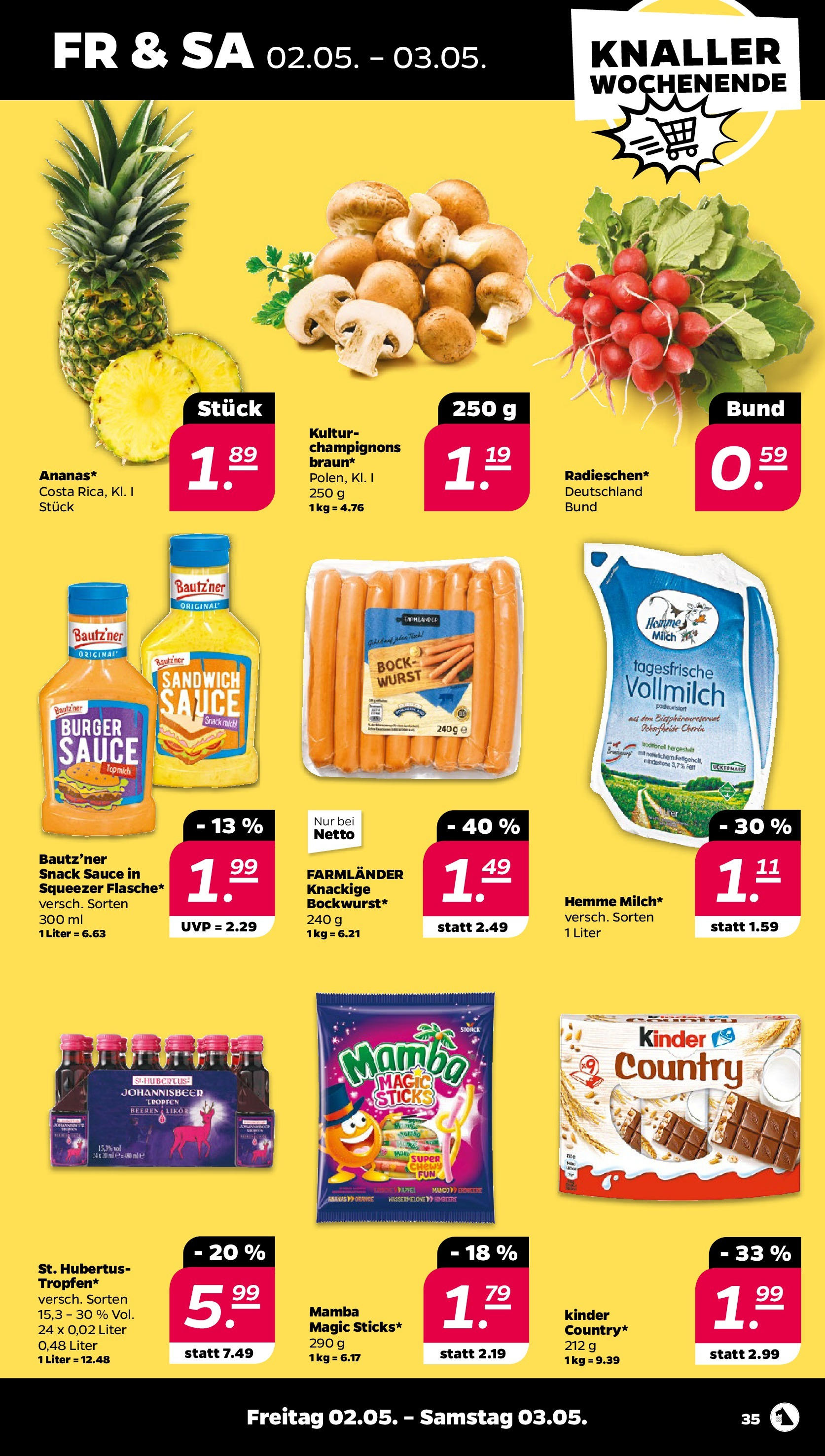 Netto - Netto APS : Wochenangebote ab 27.04.2025 → Angebote nächste Woche | Seite: 35 | Produkte: Milch, Likör, Wassermelone, Kinder country