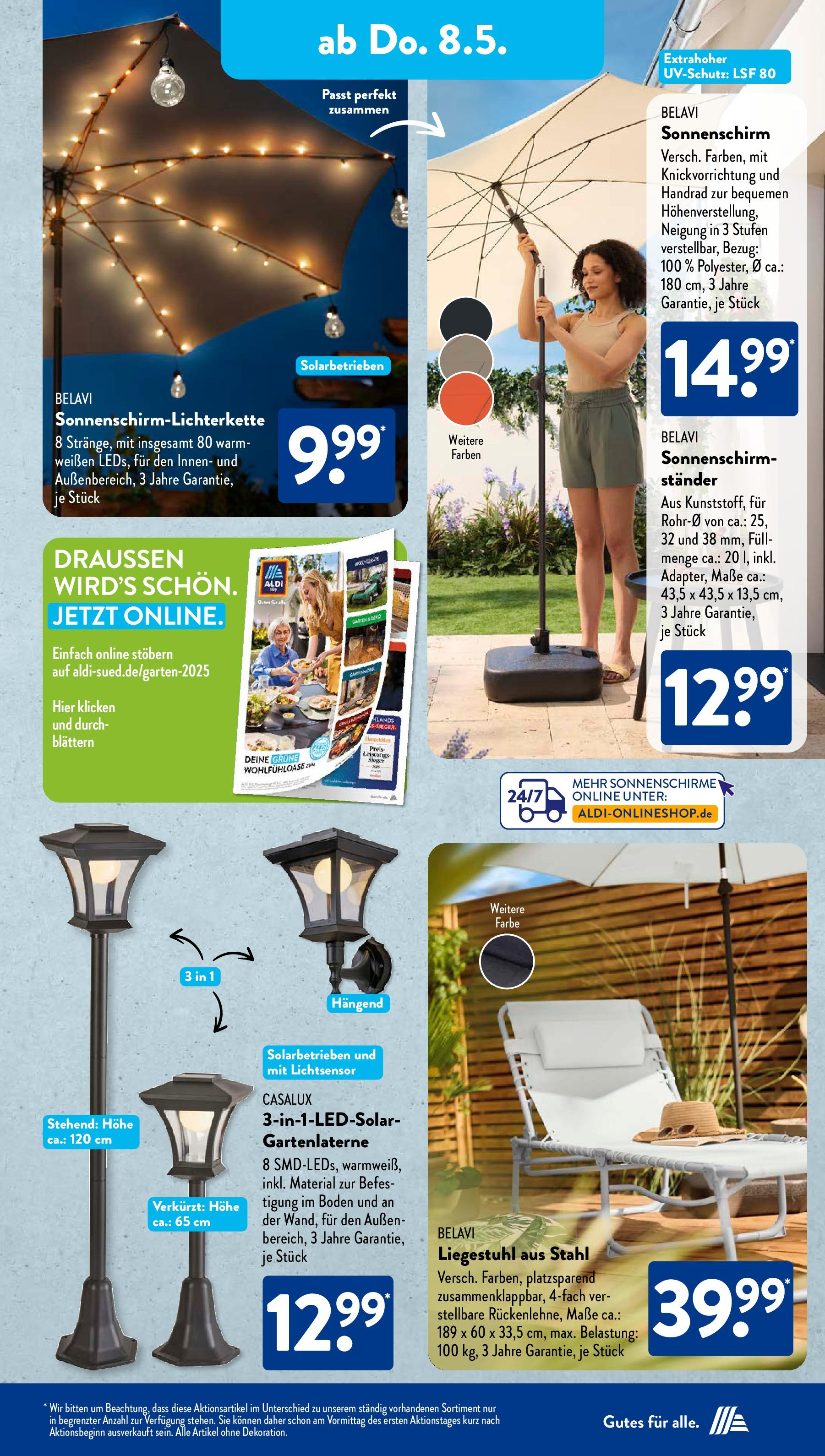 Aldi Süd - Aldi Süd: Wochenangebote (ab 04.05.2025) zum Blättern | Seite: 20 | Produkte: Belavi, Liegestuhl, Sonnenschirm Aldi Süd - Aldi Süd: Wochenangebote (ab 04.05.2025) zum Blättern | Seite: 20 | Produkte: Belavi, Liegestuhl, Sonnenschirm