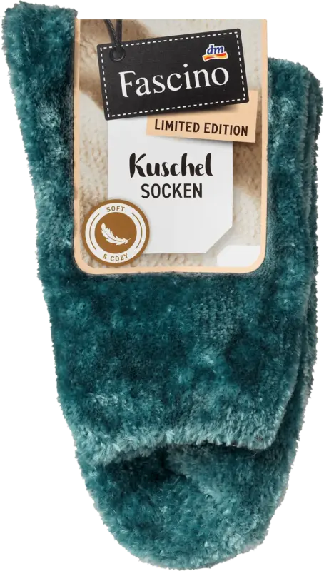 Fascino Kuschelsocken mit Chenille-Garn blaugrün Gr. 35-38