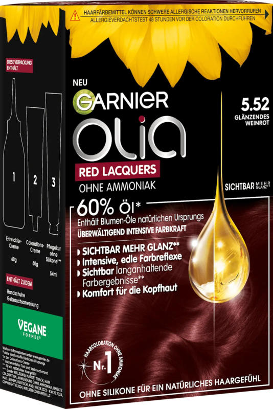 GARNIER olia Haarfarbe 5.52 Glänzendes Weinrot