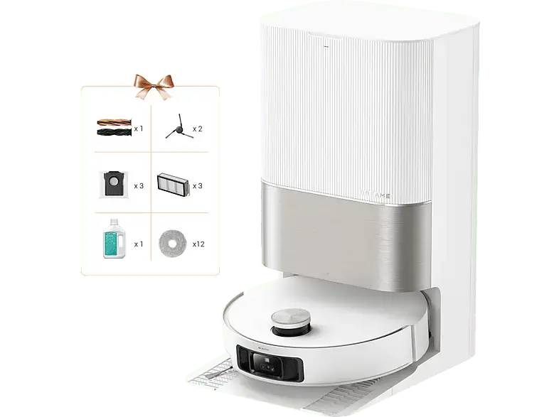 Dreame X50 Ultra Complete Saug- und Wischroboter mit Absaugstation (White, Laufzeit: bis zu 200 Minuten, HyperStream™ Detangling DuoBrush, Selbstreinigung der Wischmopps); Saug- und Wischroboter mit Absaug- sowie Selbstreinigungsstation