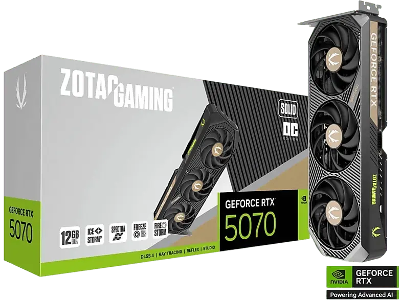 ZOTAC Gaming GeForce RTX 5070 SOLID OC - Grafikkarte; Gaming Grafikkarte