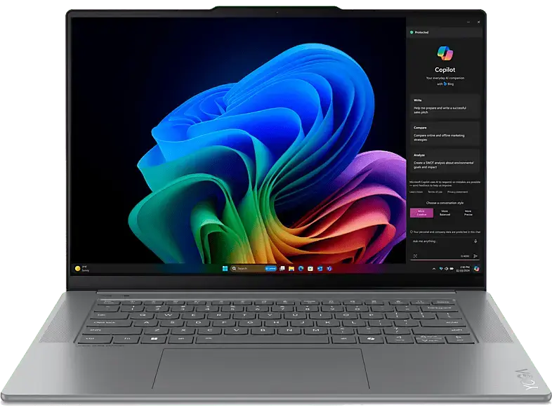 LENOVO Yoga Slim 7i Aura Edition Copilot+ PC 15,3 Zoll, Intel® Core™ Ultra 7 Prozessor 256V12 MB Cache, bis zu 4.80 GHz, 16 GB RAM, 1000 SSD, Windows 11 Home, Arc™ Onboard Graphics, Luna Grey