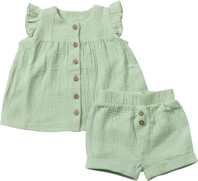 ALANA Set mit Tunika & Shorts aus Musselin, grün, Gr. 80