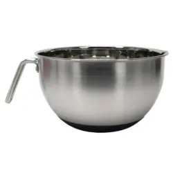 Rührschüssel mit Silikonboden und Griff Ø 24 cm silber