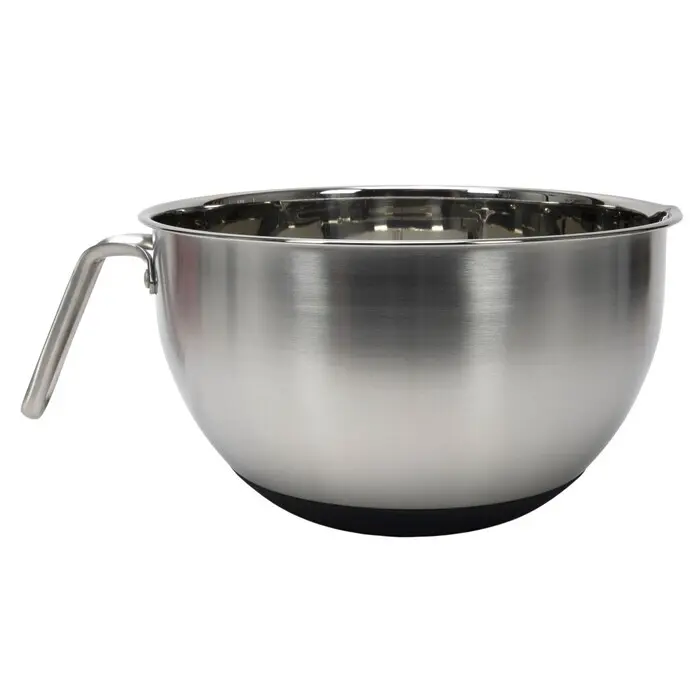 Rührschüssel mit Silikonboden und Griff Ø 24 cm silber