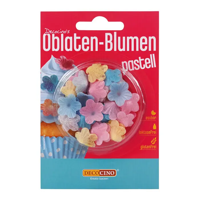 DECOCINO Essbare Oblaten-Blumen Pastell bunt