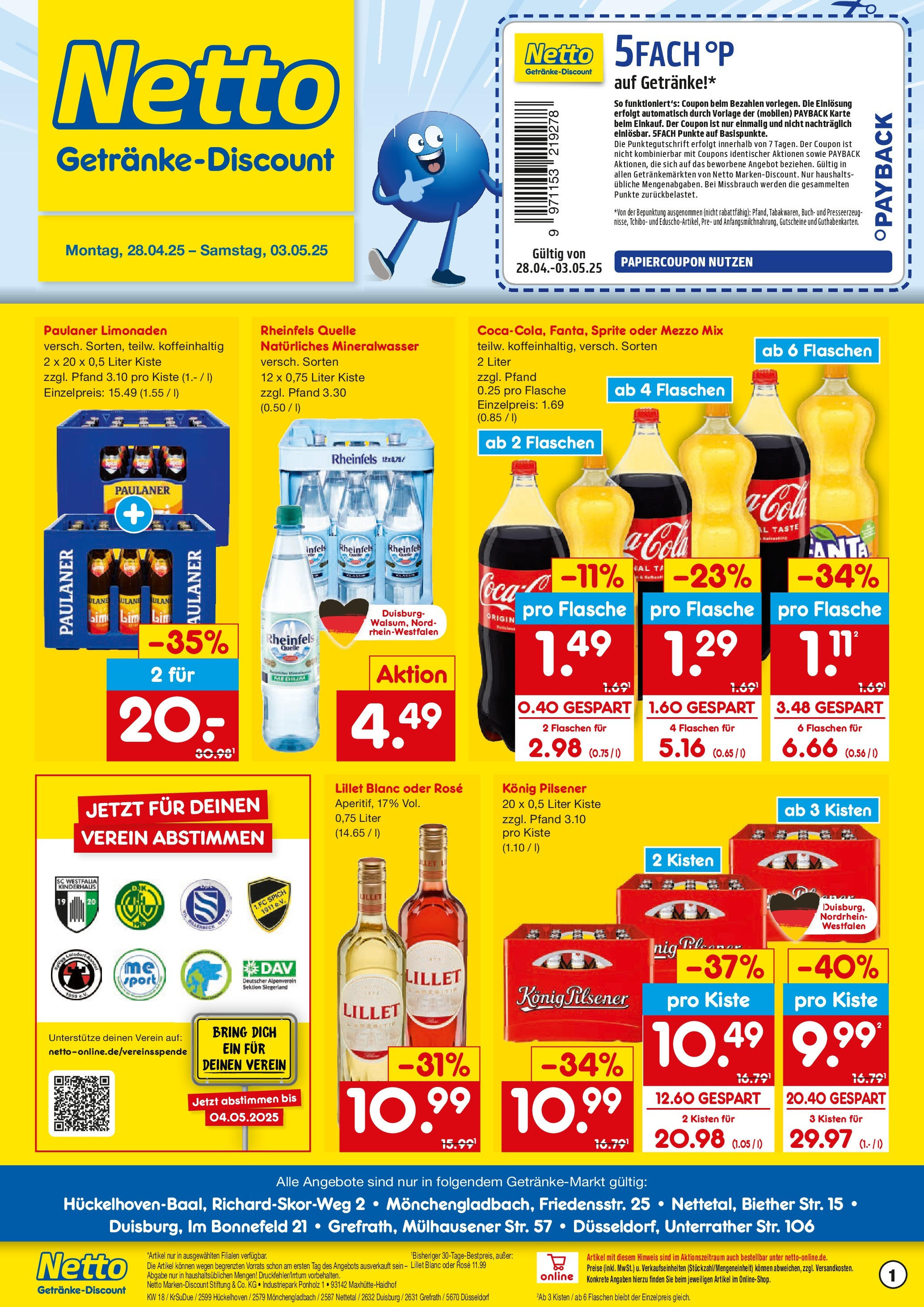 Netto Marken-Discount - Netto: Getränkeangebote (ab 27.04.2025) » Angebote | Seite: 1 | Produkte: Mezzo mix, Lillet, Oder mezzo mix, Rheinfels quelle