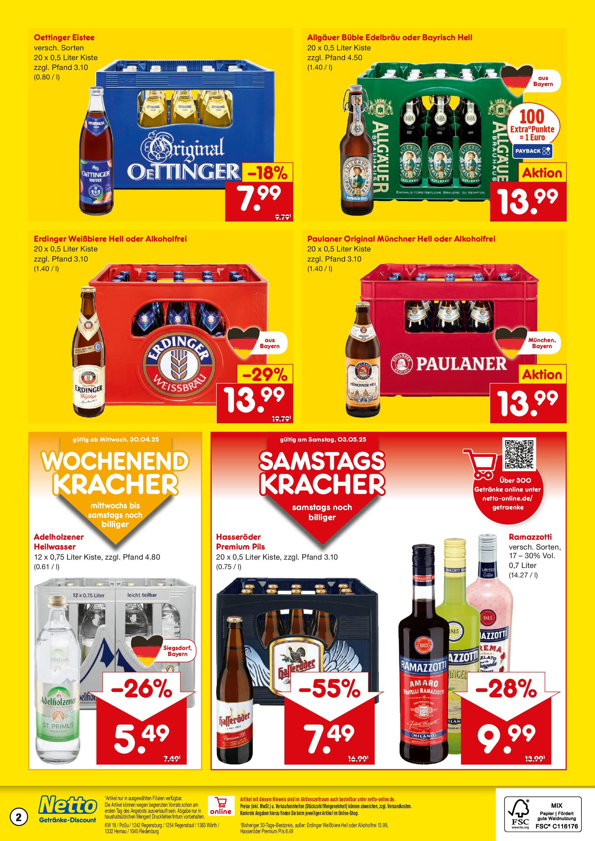 Netto Marken-Discount - Netto: Getränkeangebote (ab 27.04.2025) » Angebote | Seite: 2 | Produkte: Erdinger, Adelholzener, Pfirsich, Ramazzotti