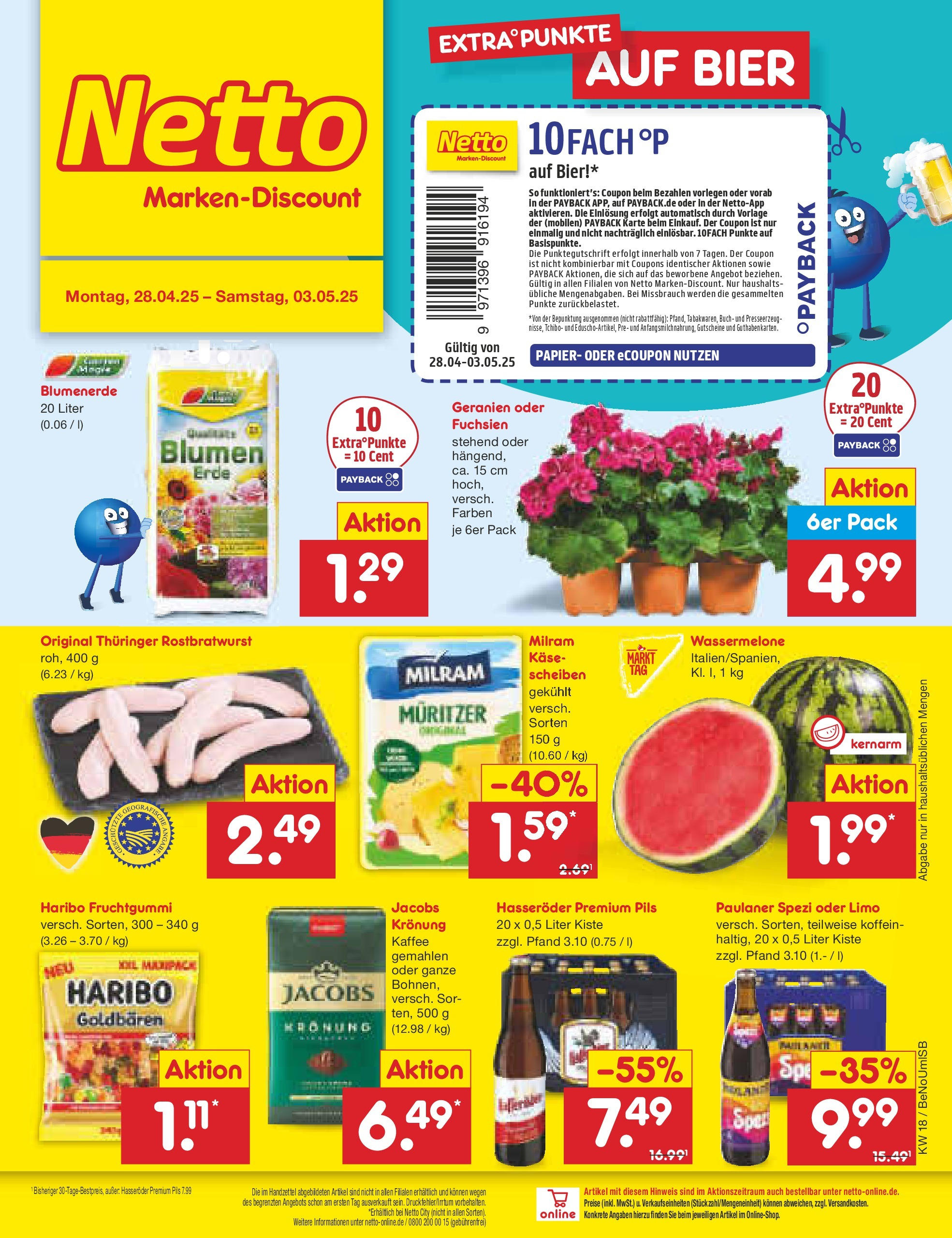Netto Marken-Discount - Netto: Wochenangebote (ab 27.04.2025) » Angebote | Seite: 1 | Produkte: Bier, Blumen, Blumenerde, Paulaner