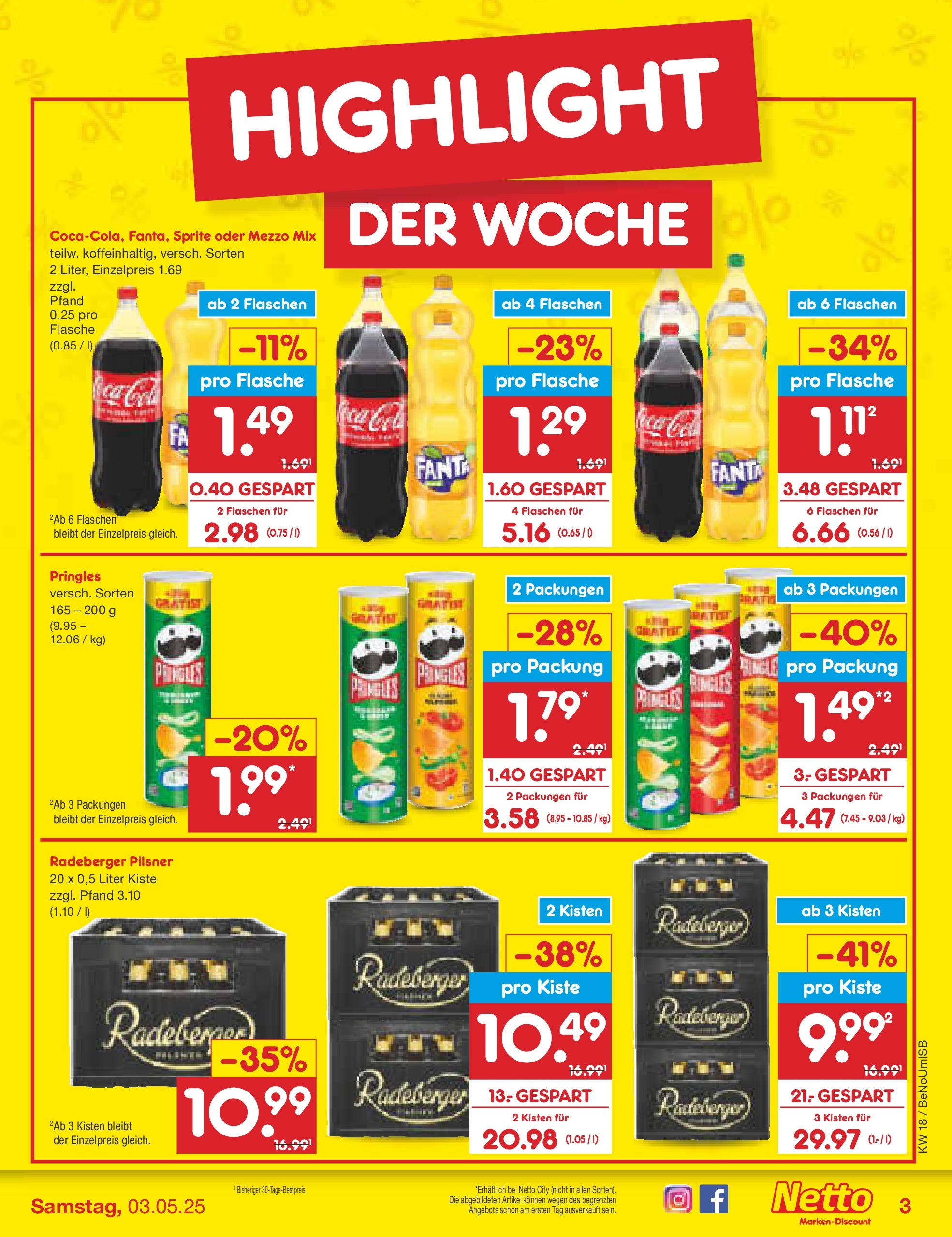 Netto Marken-Discount - Netto: Wochenangebote (ab 27.04.2025) » Angebote | Seite: 3 | Produkte: Mezzo mix, Fanta, Sprite, Radeberger pilsner