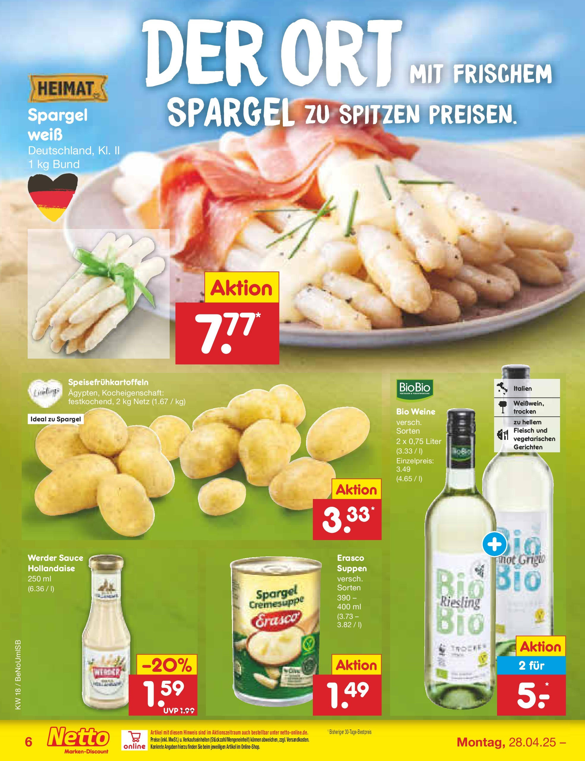 Netto Marken-Discount - Netto: Wochenangebote (ab 27.04.2025) » Angebote | Seite: 6 | Produkte: Spargel, Erasco, Fleisch