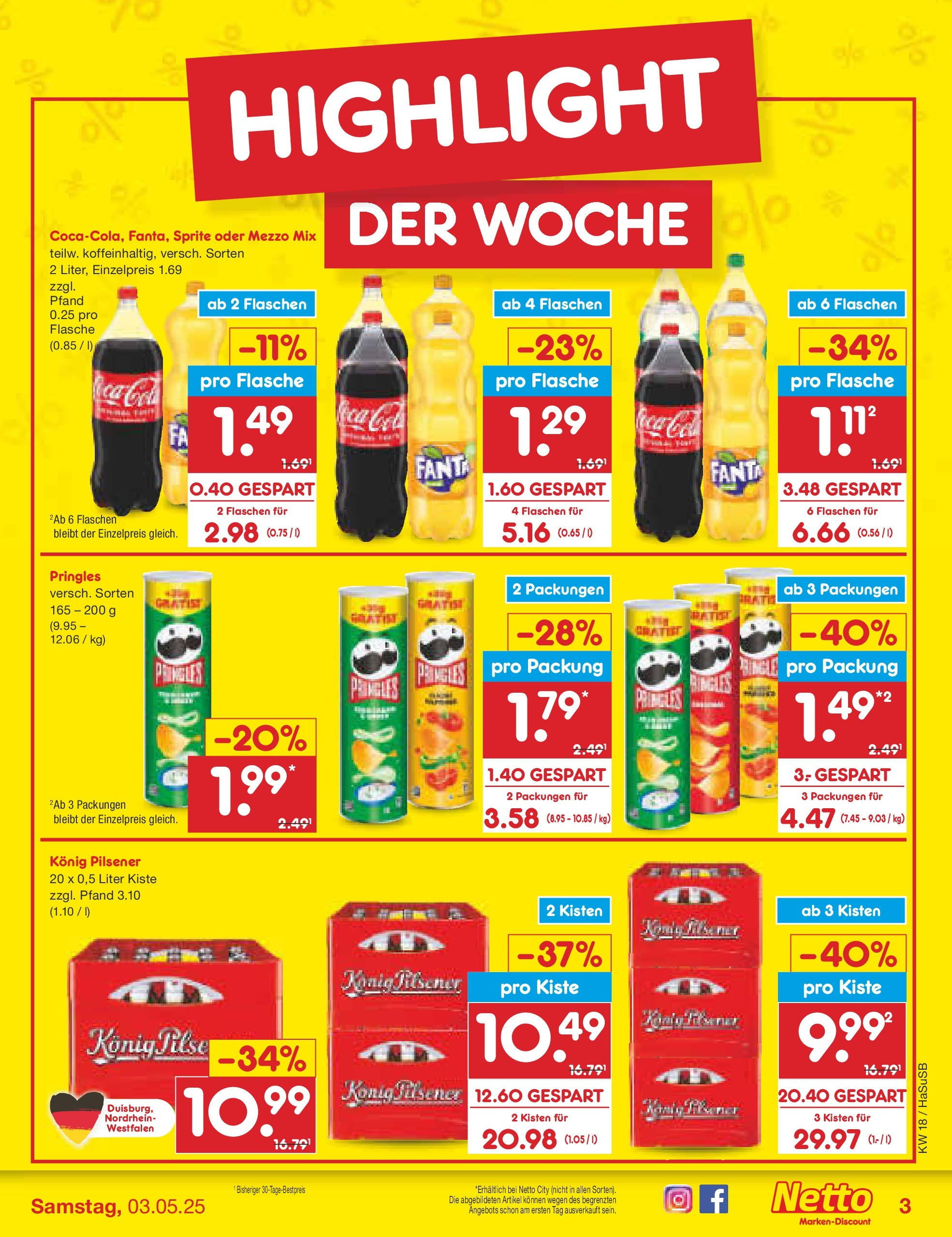 Netto Marken-Discount - Netto: Wochenangebote (ab 27.04.2025) » Angebote | Seite: 3 | Produkte: Mezzo mix, Fanta, Konig pilsener, Sprite