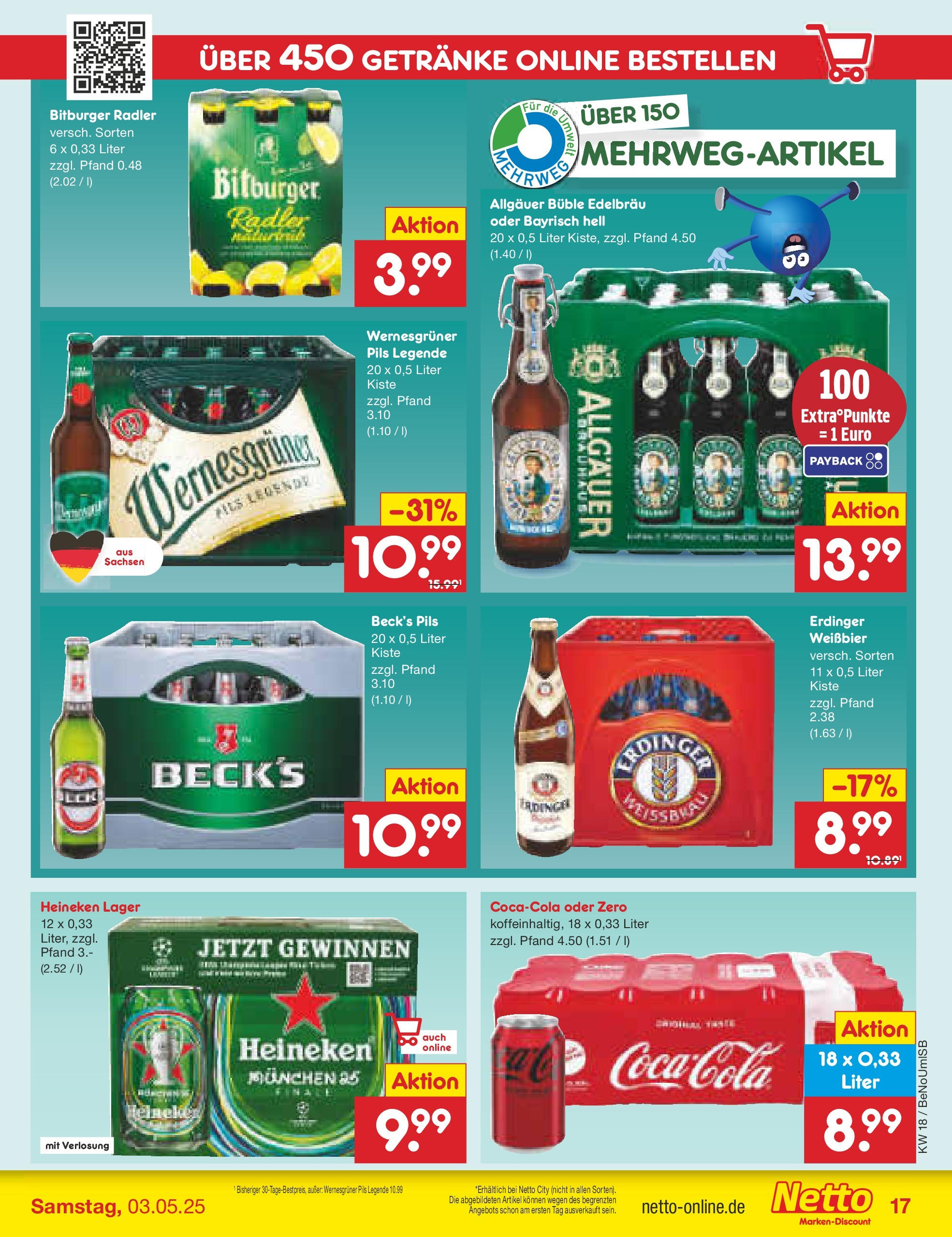 Netto Marken-Discount - Netto: Wochenangebote (ab 27.04.2025) » Angebote | Seite: 17 | Produkte: Bitburger, Pils, Heineken, Radler