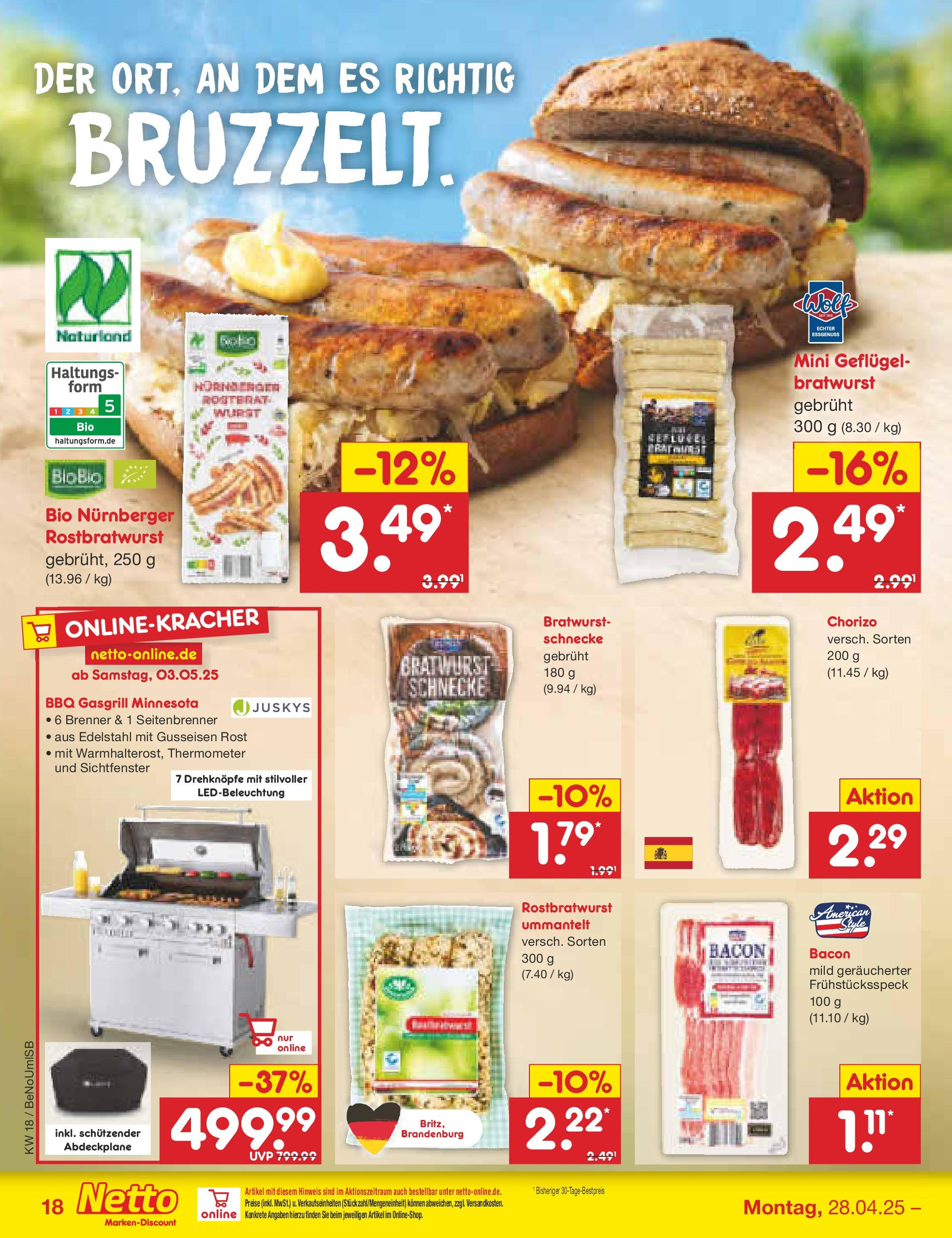Netto Marken-Discount - Netto: Wochenangebote (ab 27.04.2025) » Angebote | Seite: 18 | Produkte: Grill, Thermometer, Bratwurst, Wurst