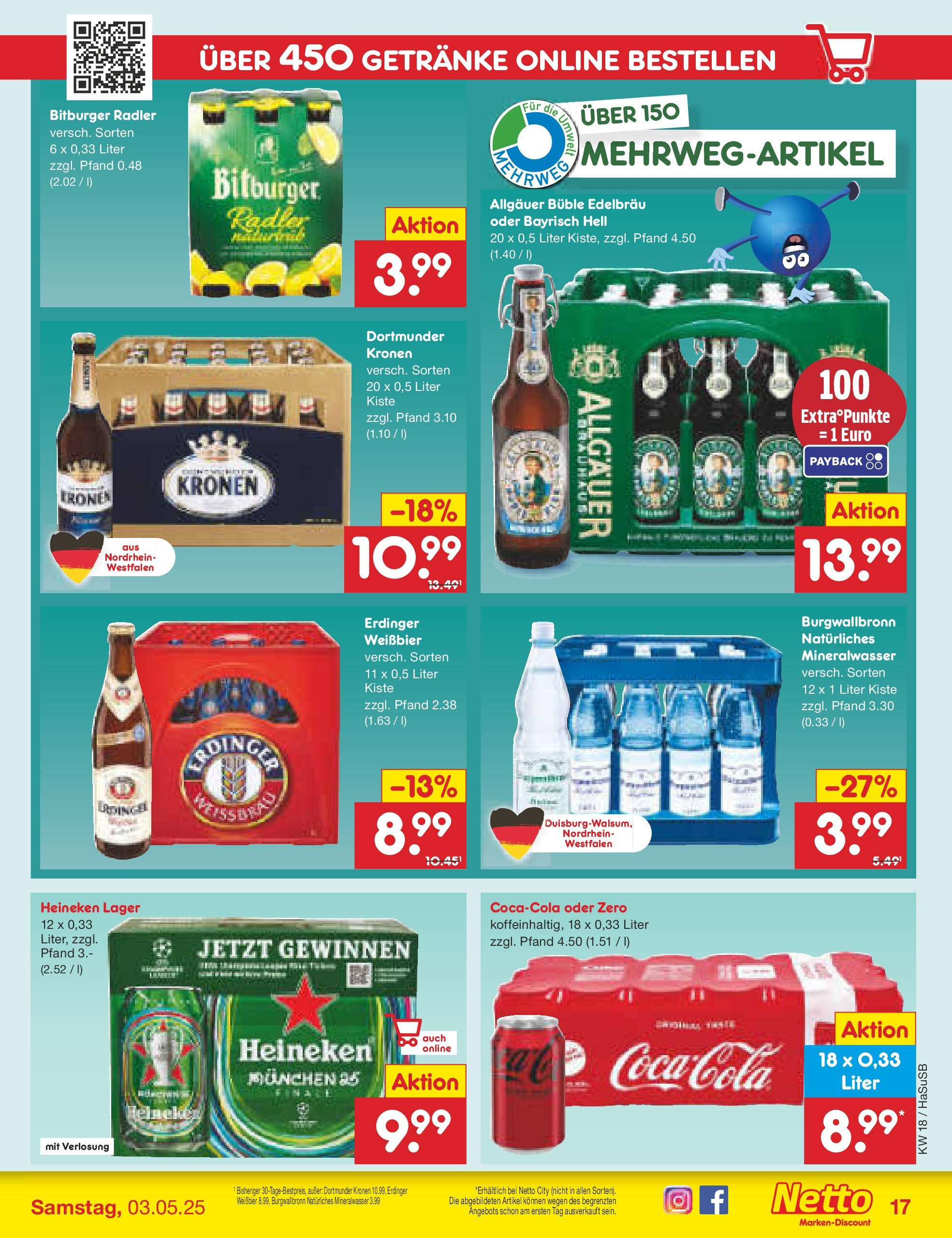 Netto Marken-Discount - Netto: Wochenangebote (ab 27.04.2025) » Angebote | Seite: 17 | Produkte: Bitburger, Erdinger, Weißbier, Radler