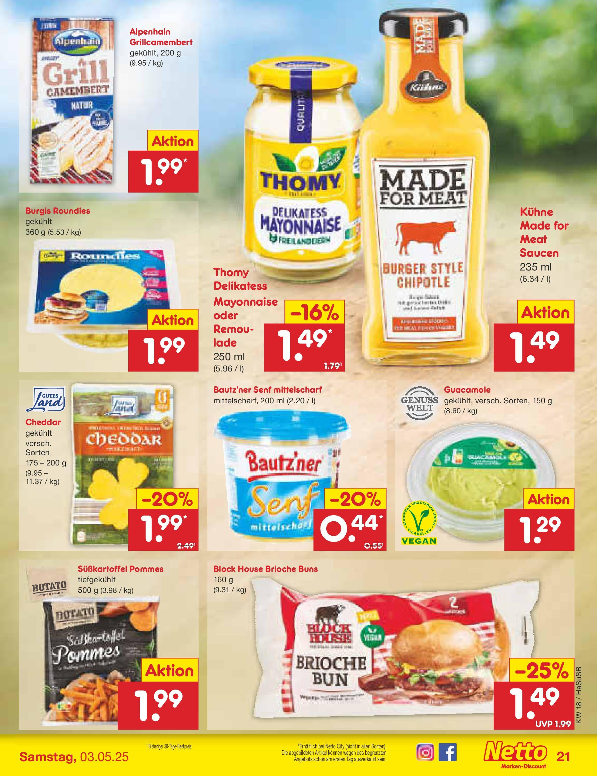 Netto Marken-Discount - Netto: Wochenangebote (ab 27.04.2025) » Angebote | Seite: 21 | Produkte: Grill, Pommes, Burger, Mayonnaise