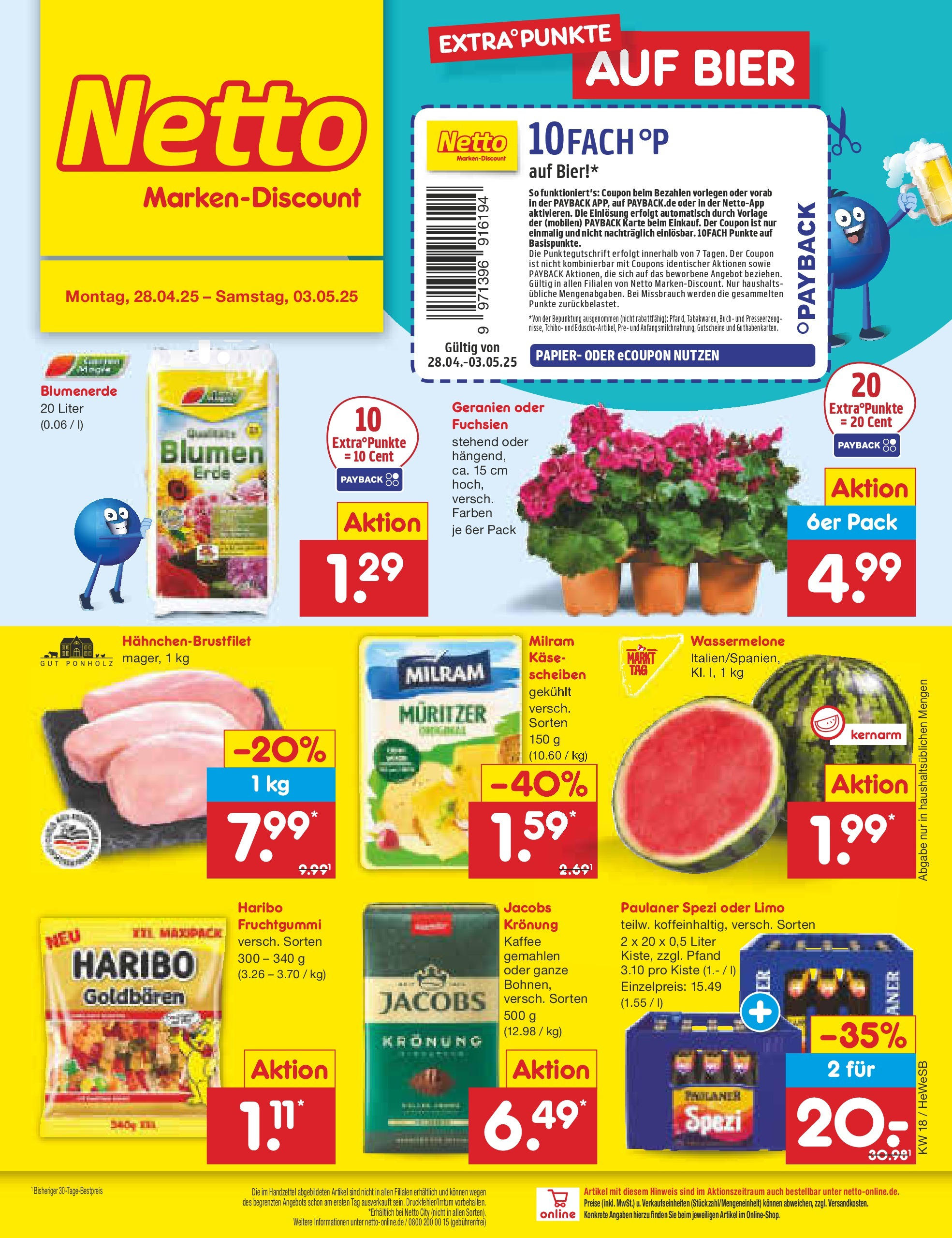 Netto Marken-Discount - Netto: Wochenangebote (ab 27.04.2025) » Angebote | Seite: 1 | Produkte: Kaffee, Paulaner spezi, Blumen, Milram Netto Marken-Discount - Netto: Wochenangebote (ab 27.04.2025) » Angebote | Seite: 1 | Produkte: Kaffee, Paulaner spezi, Blumen, Milram