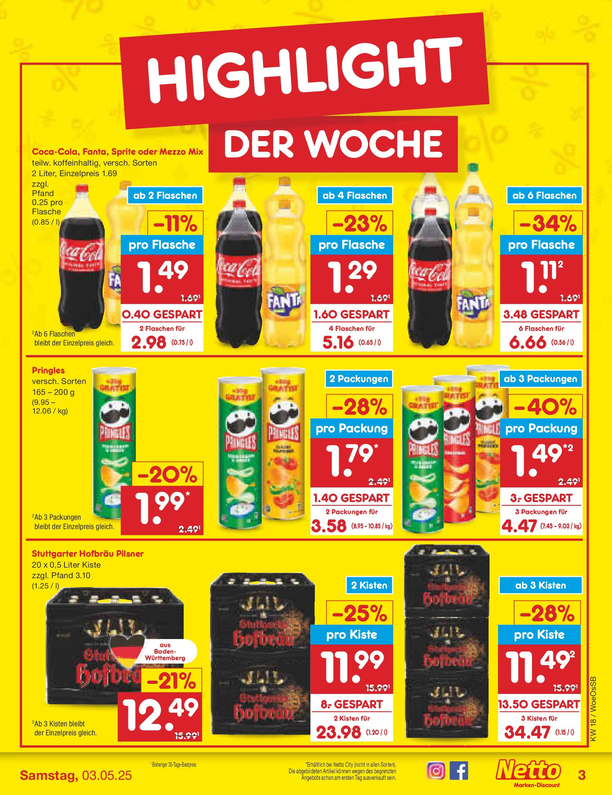 Netto Marken-Discount - Netto: Wochenangebote (ab 27.04.2025) » Angebote | Seite: 3 | Produkte: Mezzo mix, Sprite, Oder mezzo mix, Pringles