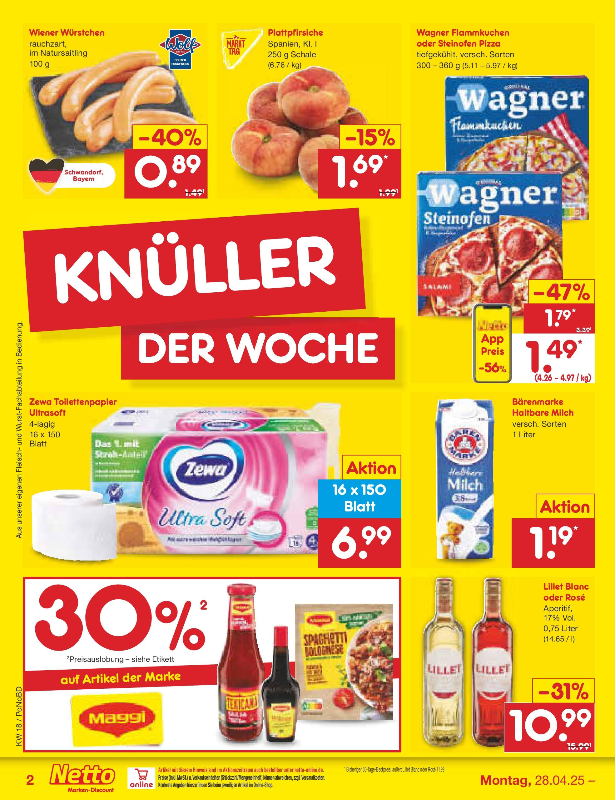 Netto Marken-Discount - Netto: Wochenangebote (ab 27.04.2025) » Angebote | Seite: 2 | Produkte: Maggi, Milch, Lillet, Fleisch
