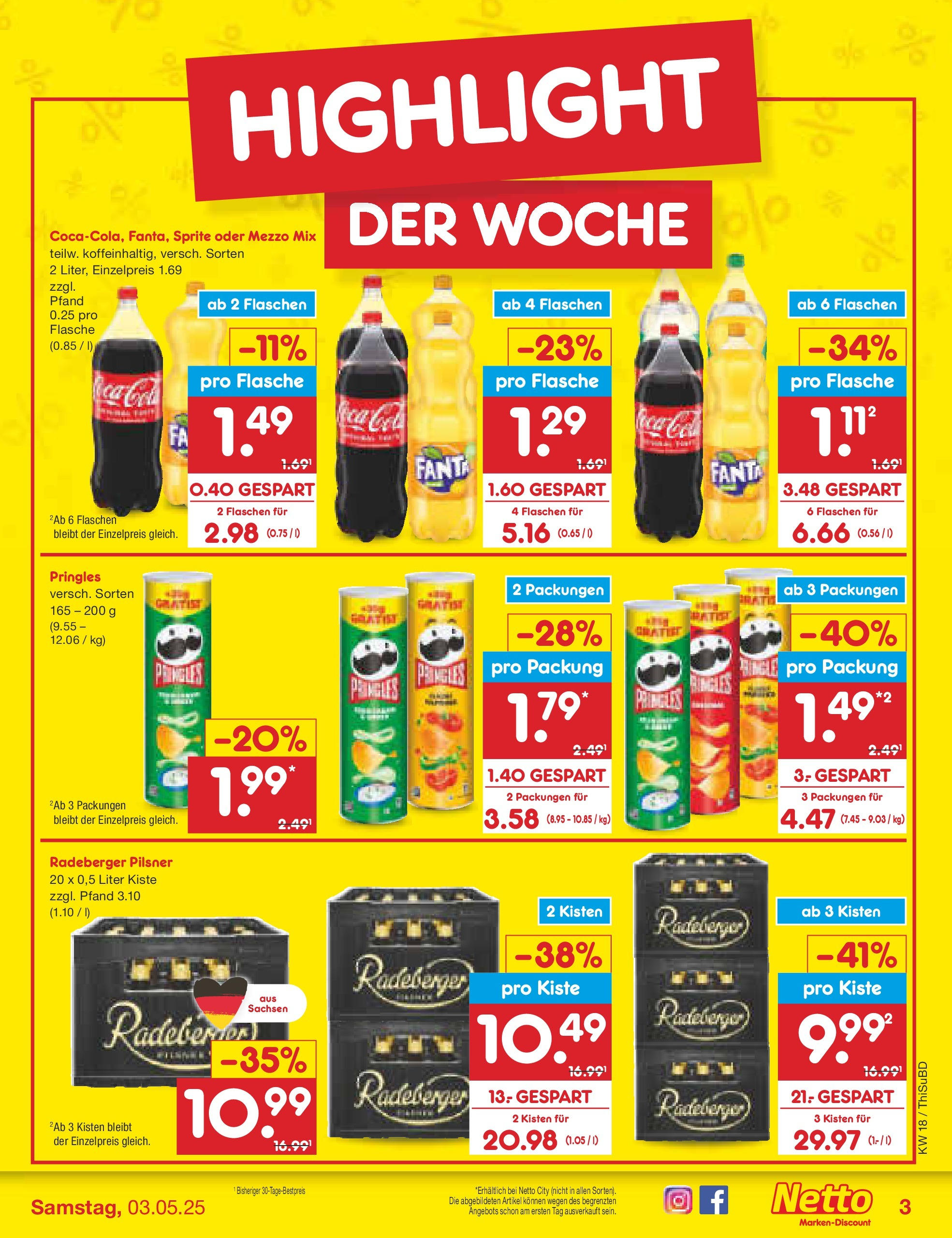 Netto Marken-Discount - Netto: Wochenangebote (ab 27.04.2025) » Angebote | Seite: 3 | Produkte: Fanta, Oder mezzo mix, Pringles, Radeberger pilsner