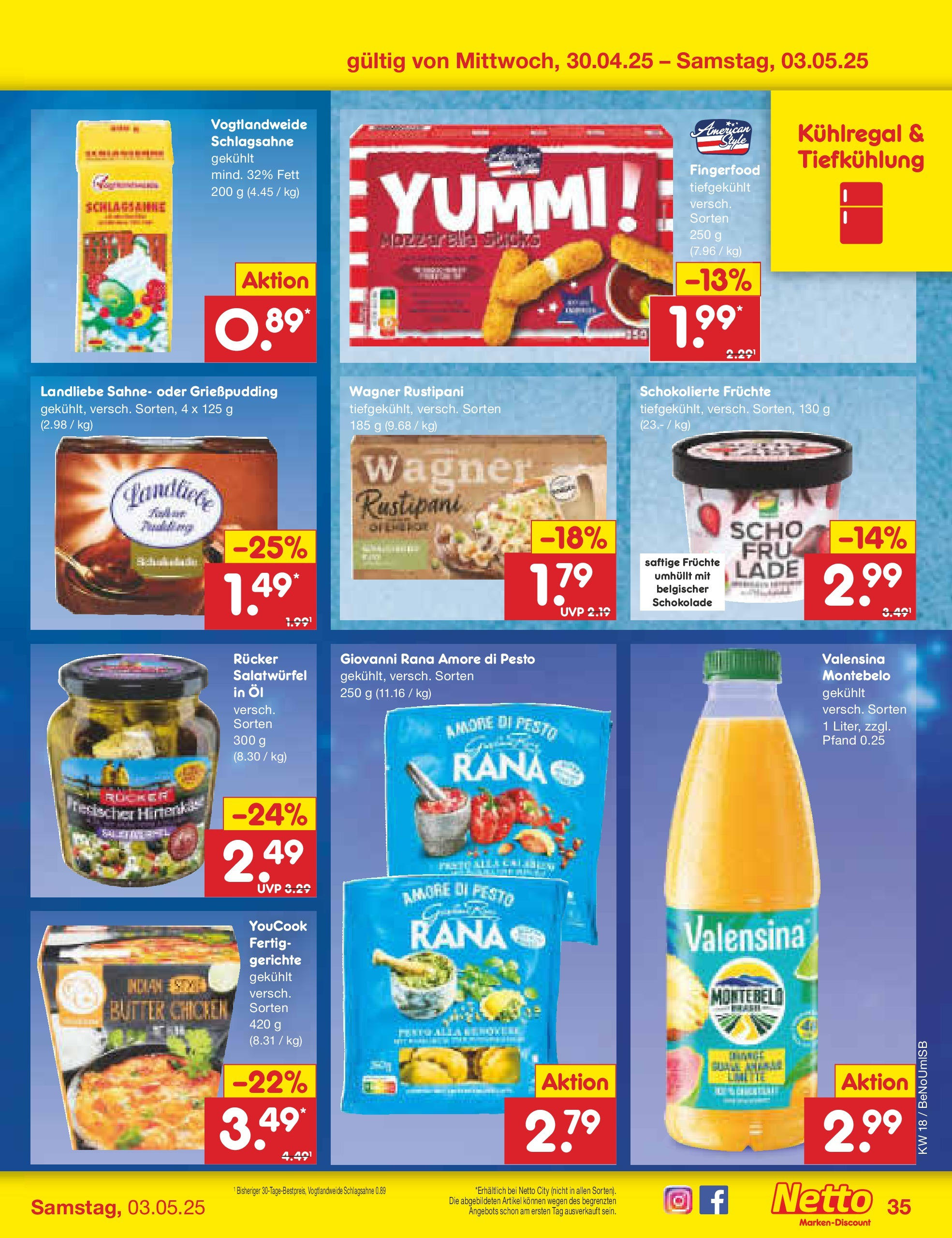 Netto Marken-Discount - Netto: Wochenangebote (ab 27.04.2025) » Angebote | Seite: 35 | Produkte: Öl, Mozzarella, Pudding, Sahne