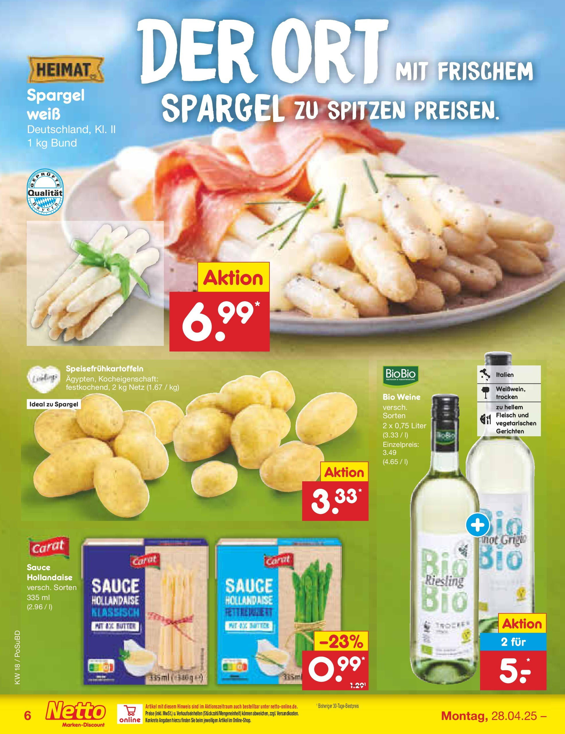 Netto Marken-Discount - Netto: Wochenangebote (ab 27.04.2025) » Angebote | Seite: 6 | Produkte: Spargel, Fleisch