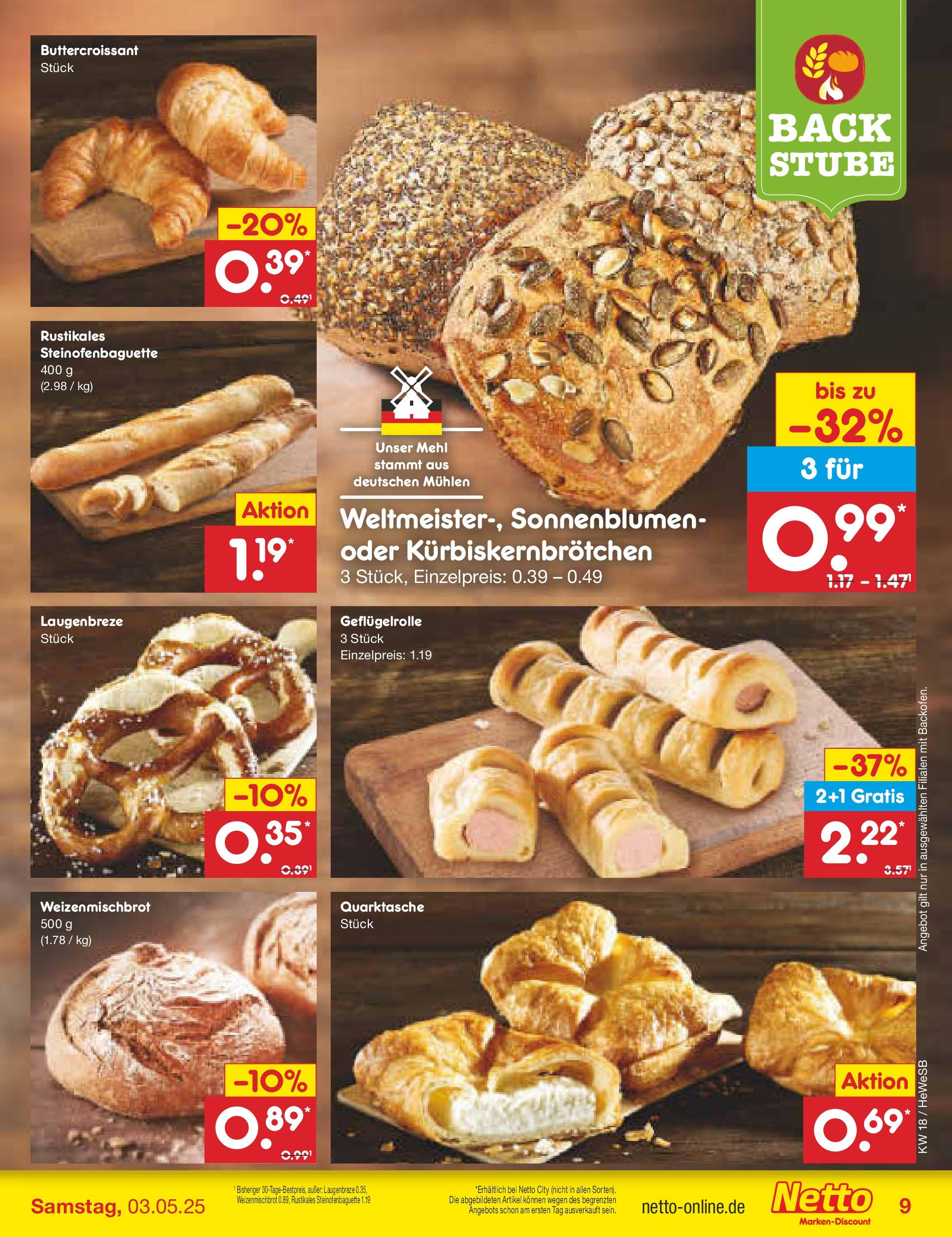 Netto Marken-Discount - Netto: Wochenangebote (ab 27.04.2025) » Angebote | Seite: 9 | Produkte: Mehl, Baguette, Croissant Netto Marken-Discount - Netto: Wochenangebote (ab 27.04.2025) » Angebote | Seite: 9 | Produkte: Mehl, Baguette, Croissant