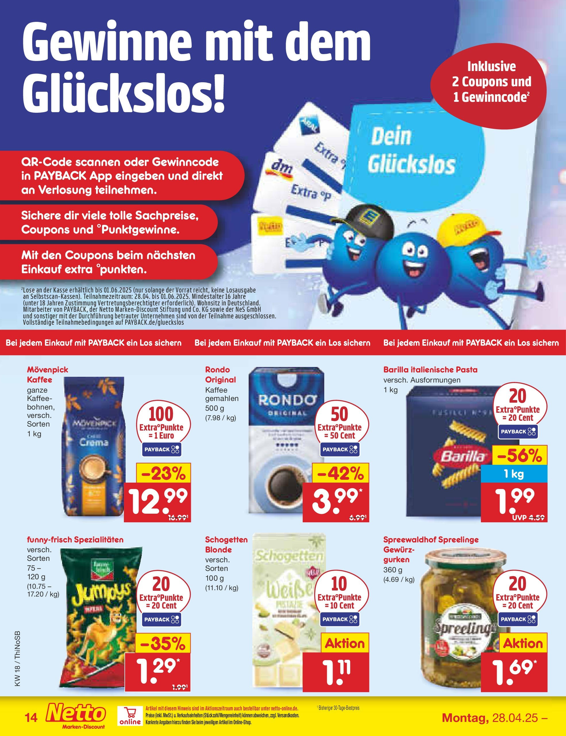 Netto Marken-Discount - Netto: Wochenangebote (ab 27.04.2025) » Angebote | Seite: 14 | Produkte: Barilla, Kaffee, Movenpick kaffee, Pasta