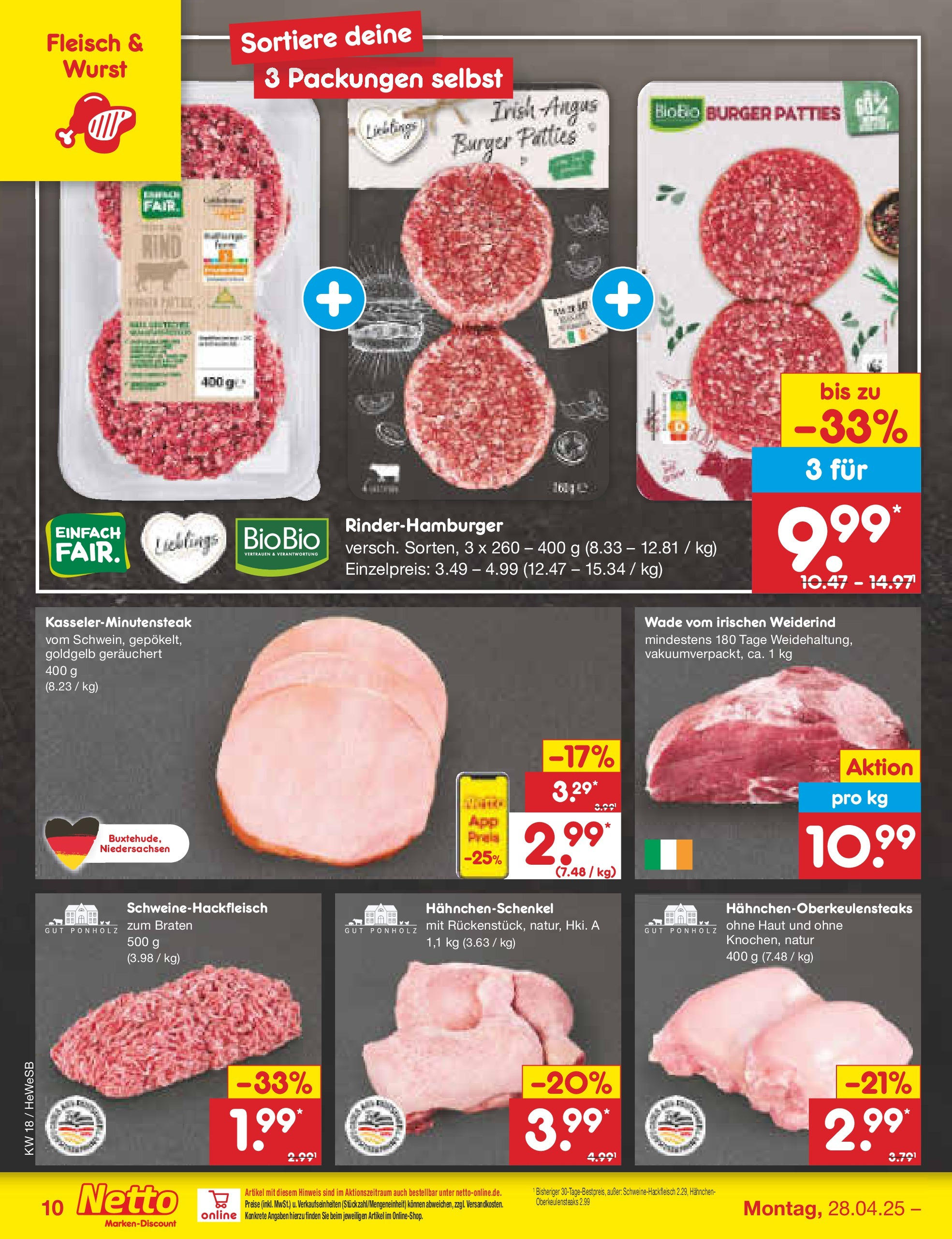 Netto Marken-Discount - Netto: Wochenangebote (ab 27.04.2025) » Angebote | Seite: 10 | Produkte: Hahnchen, Burger, Wurst, Fleisch Netto Marken-Discount - Netto: Wochenangebote (ab 27.04.2025) » Angebote | Seite: 10 | Produkte: Hahnchen, Burger, Wurst, Fleisch