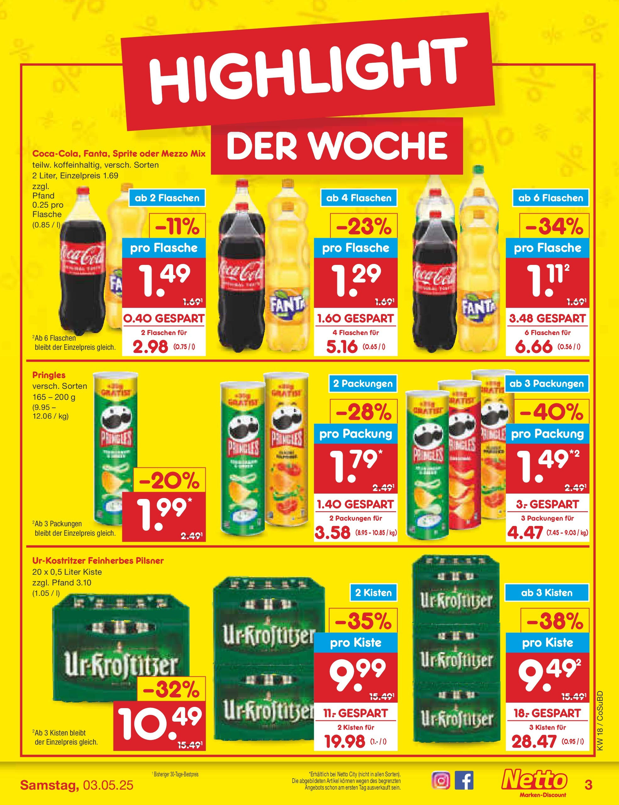 Netto Marken-Discount - Netto: Wochenangebote (ab 27.04.2025) » Angebote | Seite: 3 | Produkte: Mezzo mix, Sprite, Oder mezzo mix, Pringles