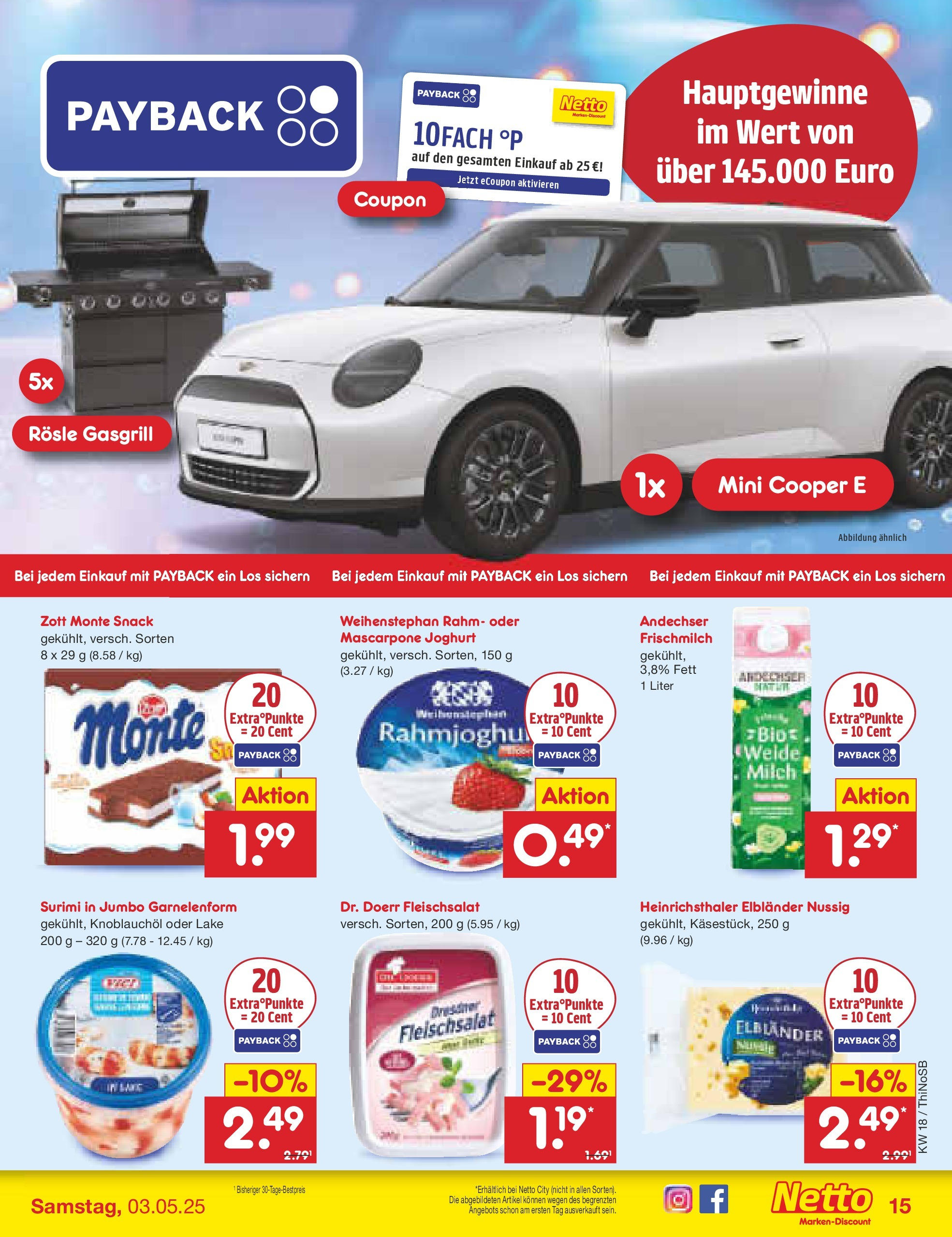 Netto Marken-Discount - Netto: Wochenangebote (ab 27.04.2025) » Angebote | Seite: 15 | Produkte: Grill, Milch, Mascarpone, Joghurt