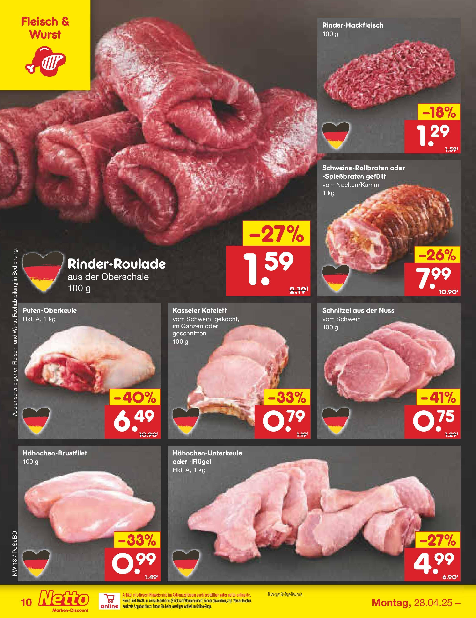Netto Marken-Discount - Netto: Wochenangebote (ab 27.04.2025) » Angebote | Seite: 10 | Produkte: Schnitzel, Wurst, Fleisch