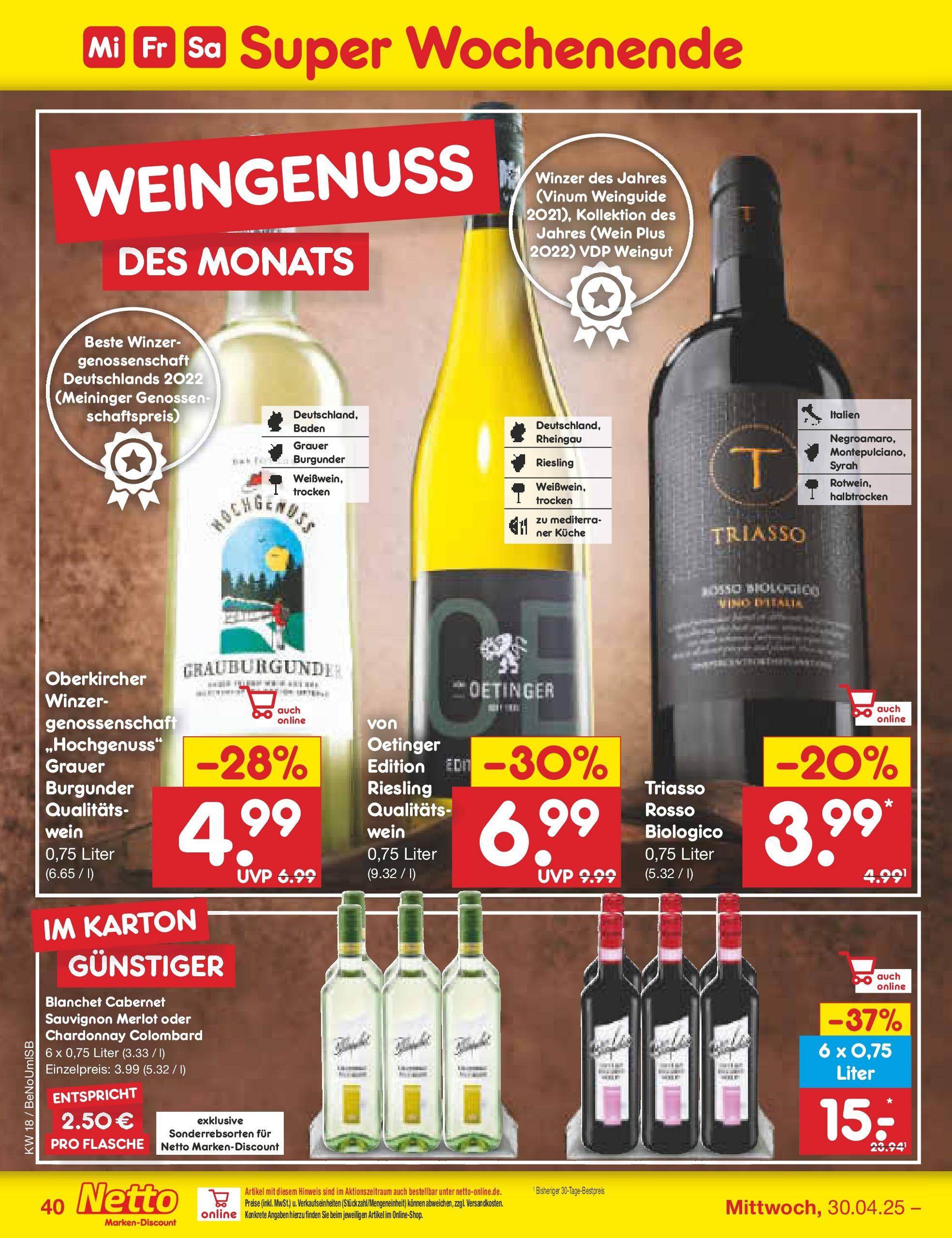 Netto Marken-Discount - Netto: Wochenangebote (ab 27.04.2025) » Angebote | Seite: 40 | Produkte: Merlot, Küche, Wein