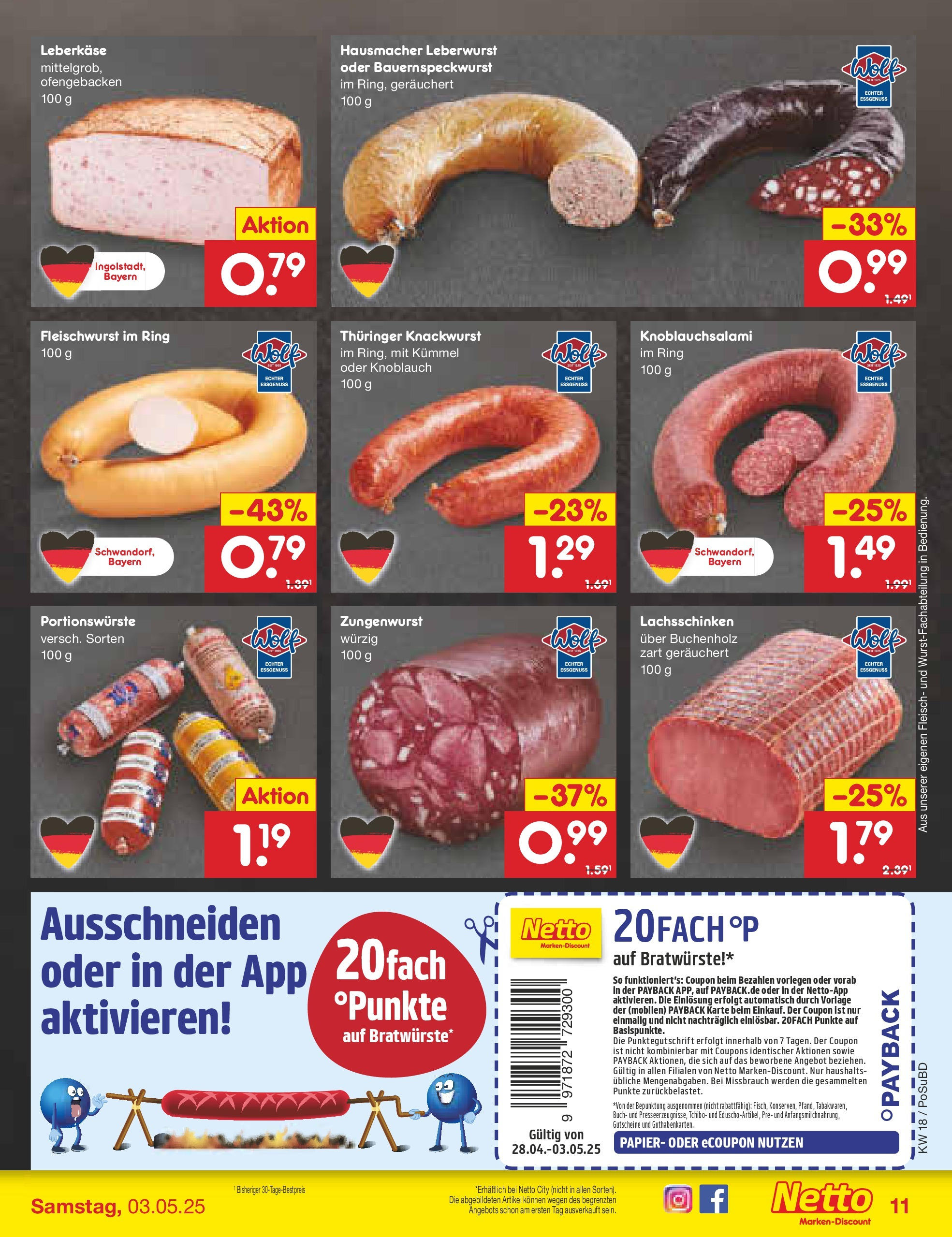 Netto Marken-Discount - Netto: Wochenangebote (ab 27.04.2025) » Angebote | Seite: 11 | Produkte: Knoblauch, Fleisch, Leberkase