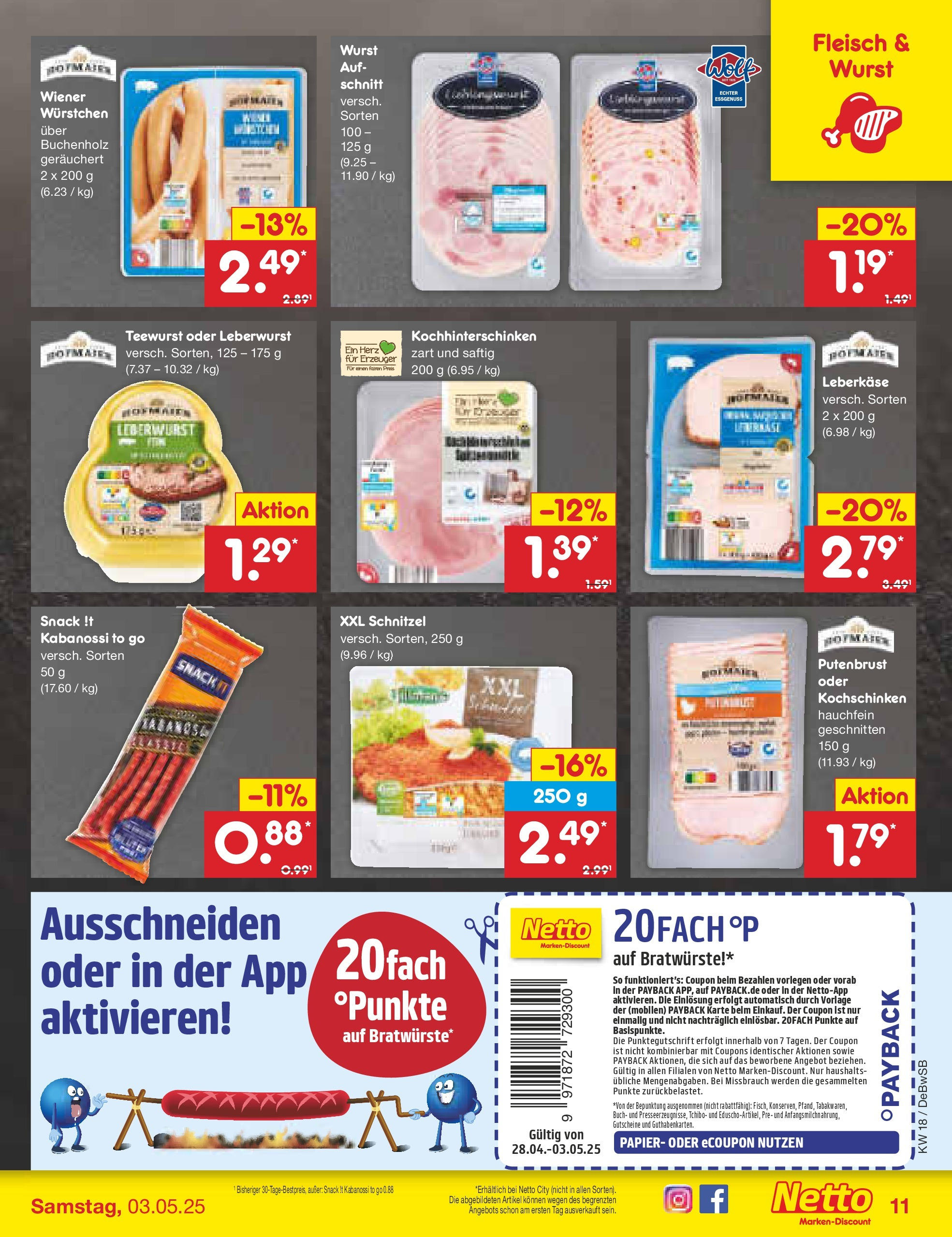 Netto Marken-Discount - Netto: Wochenangebote (ab 27.04.2025) » Angebote | Seite: 11 | Produkte: Wiener wurstchen, Schnitzel, Wurst, Leberkase