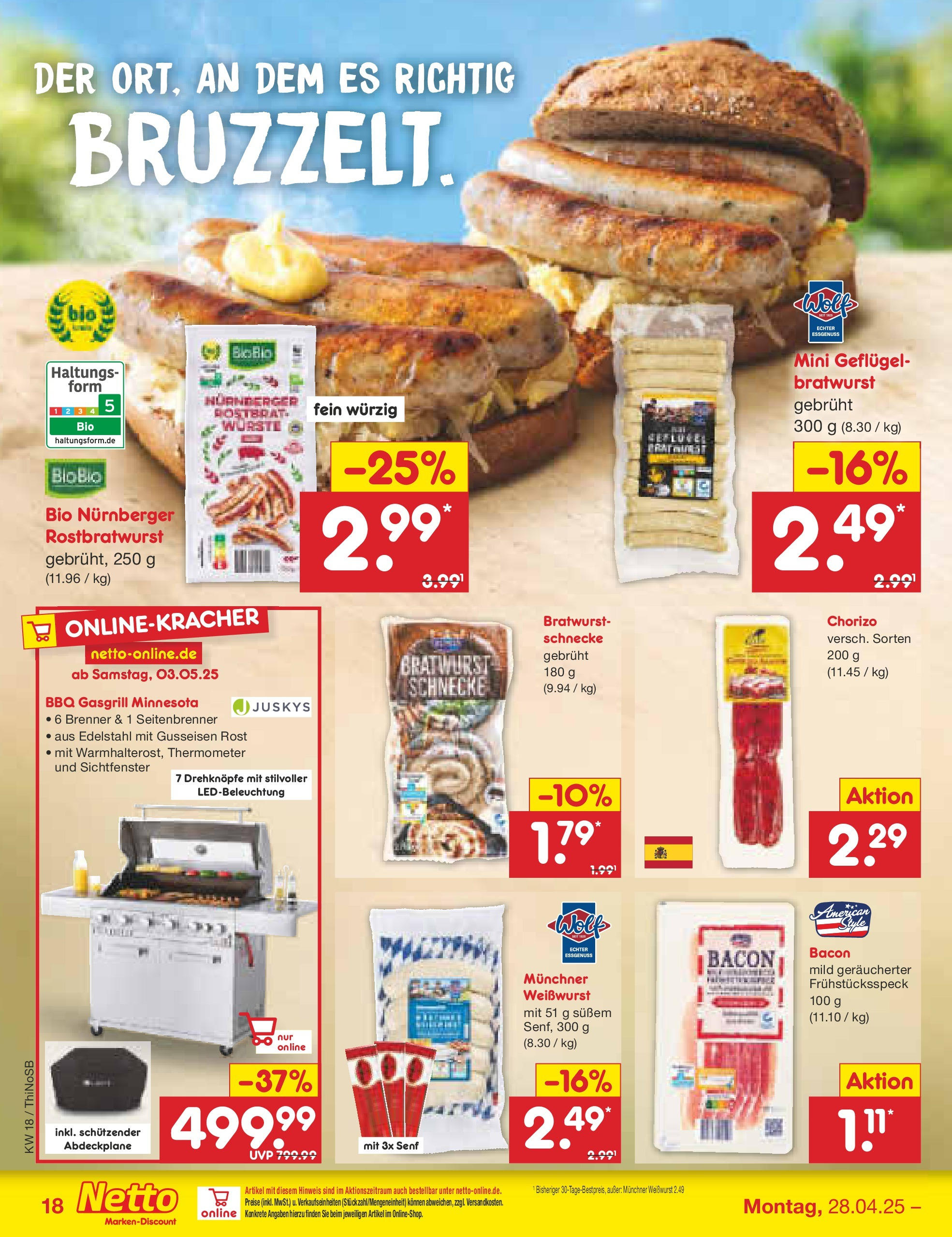 Netto Marken-Discount - Netto: Wochenangebote (ab 27.04.2025) » Angebote | Seite: 18 | Produkte: Grill, Thermometer, Bratwurst, Weißwurst