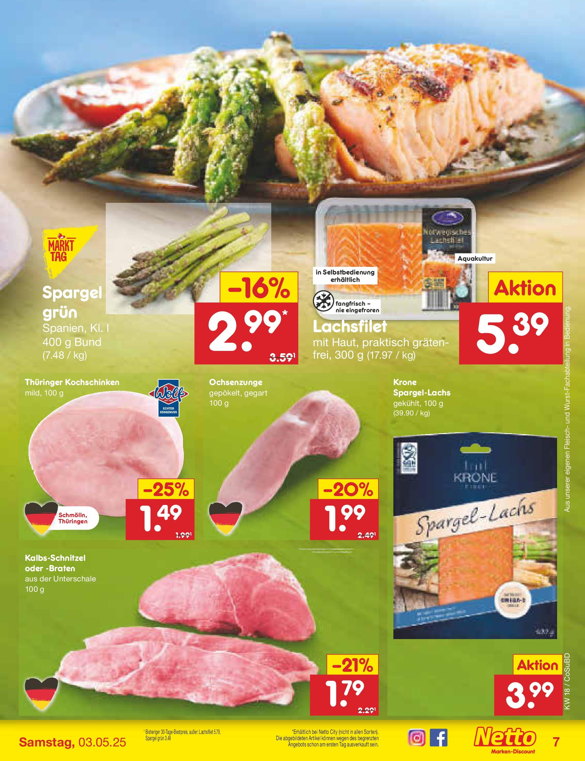Netto Marken-Discount - Netto: Wochenangebote (ab 27.04.2025) » Angebote | Seite: 7 | Produkte: Spargel, Fleisch