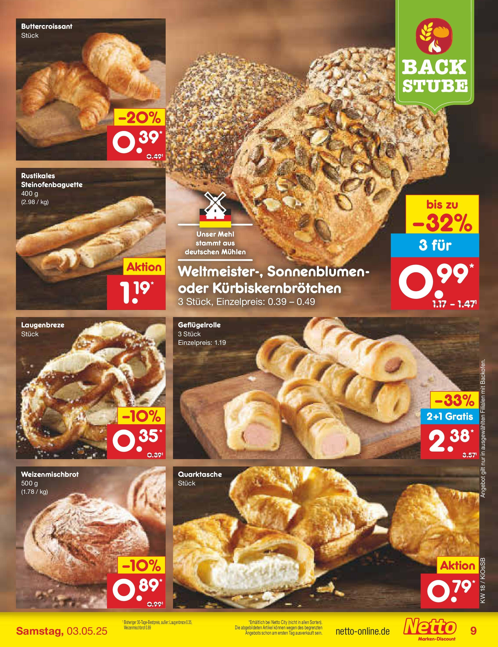 Netto Marken-Discount - Netto: Wochenangebote (ab 27.04.2025) » Angebote | Seite: 9 | Produkte: Mehl, Baguette, Croissant Netto Marken-Discount - Netto: Wochenangebote (ab 27.04.2025) » Angebote | Seite: 9 | Produkte: Mehl, Baguette, Croissant