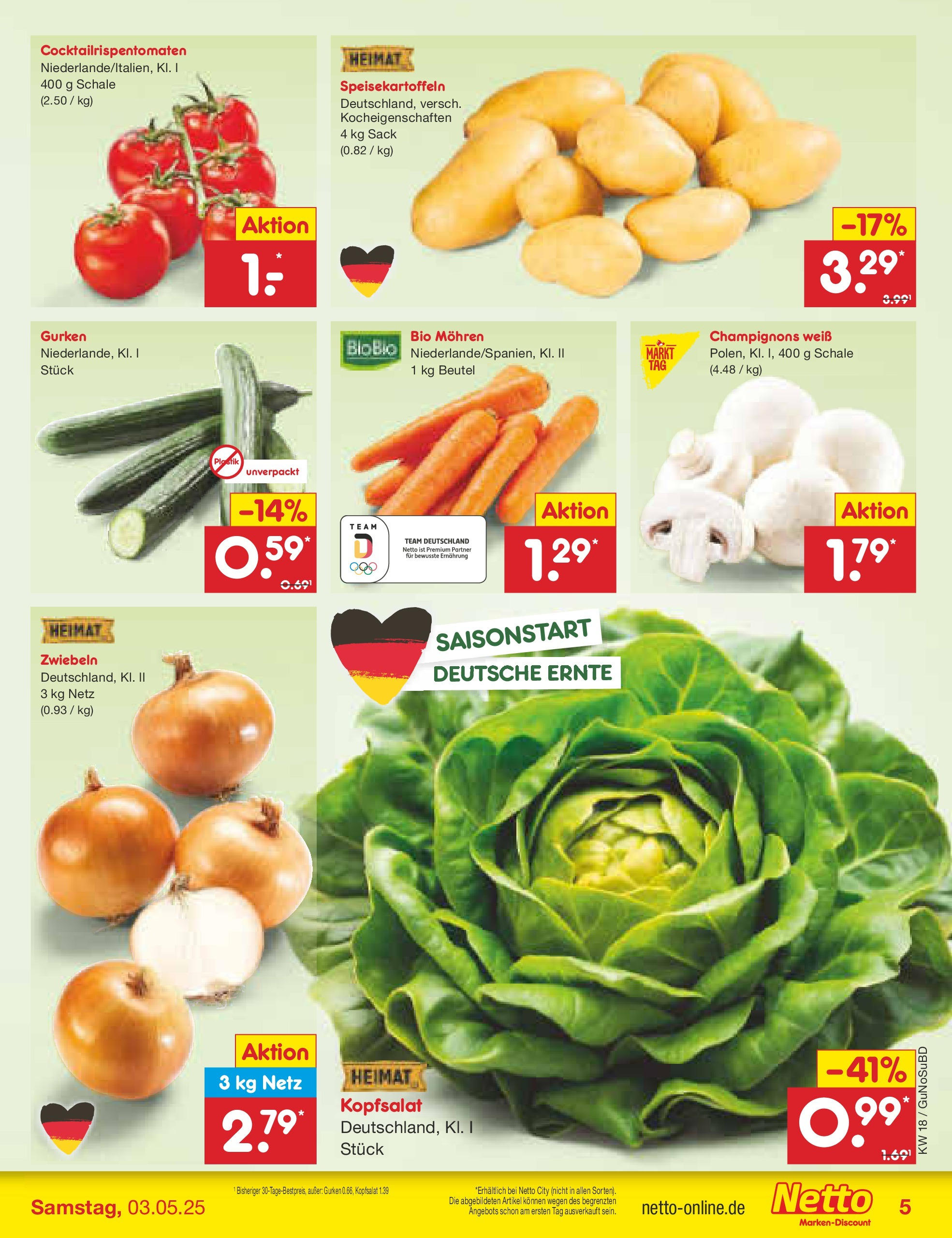 Netto Marken-Discount - Netto: Wochenangebote (ab 27.04.2025) » Angebote | Seite: 5 | Produkte: Mohren, Champignons, Zwiebeln, Gurken Netto Marken-Discount - Netto: Wochenangebote (ab 27.04.2025) » Angebote | Seite: 5 | Produkte: Mohren, Champignons, Zwiebeln, Gurken