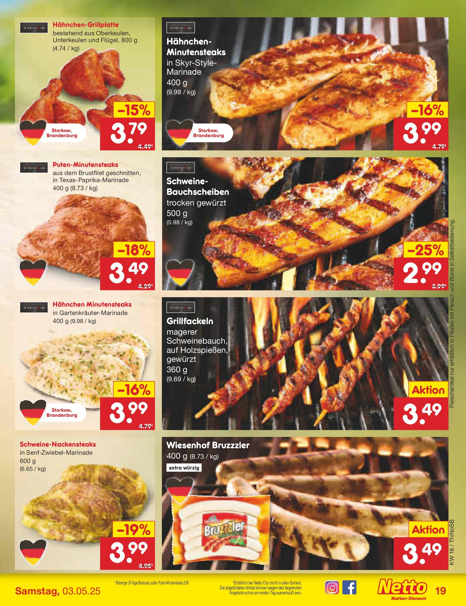 Netto Marken-Discount - Netto: Wochenangebote (ab 27.04.2025) » Angebote | Seite: 19 | Produkte: Hahnchen, Wurst, Steak, Fleisch